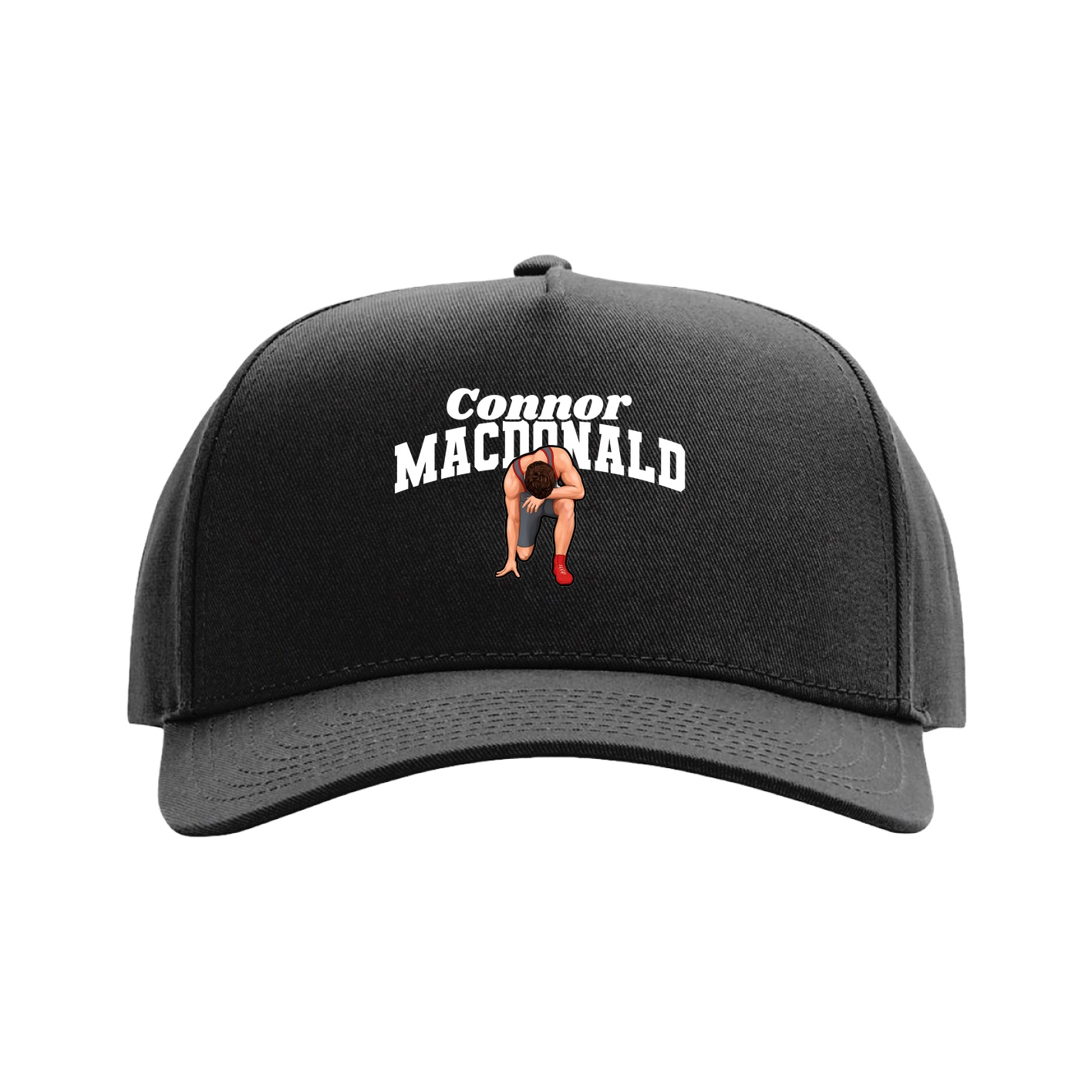 Full Fabric Five-Panel Champ Cap — Signature Arch in Black
