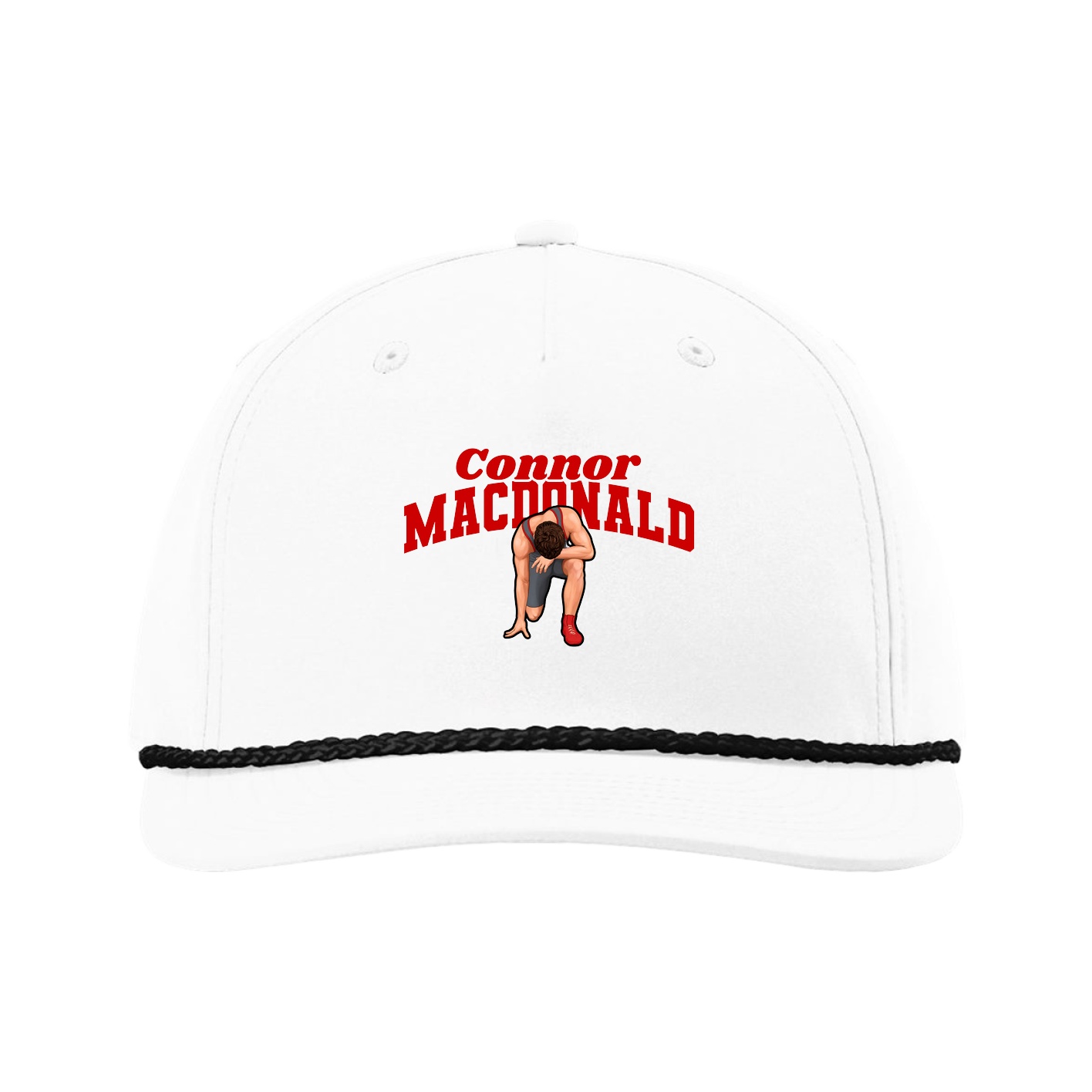 Five-Panel Classic Rope Cap — Signature Arch in White