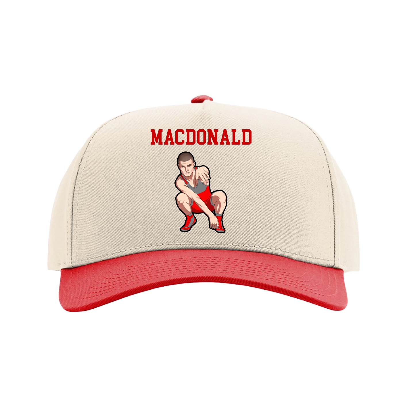 Full Fabric Five-Panel Champ Cap — Shirsey in Cream/Red