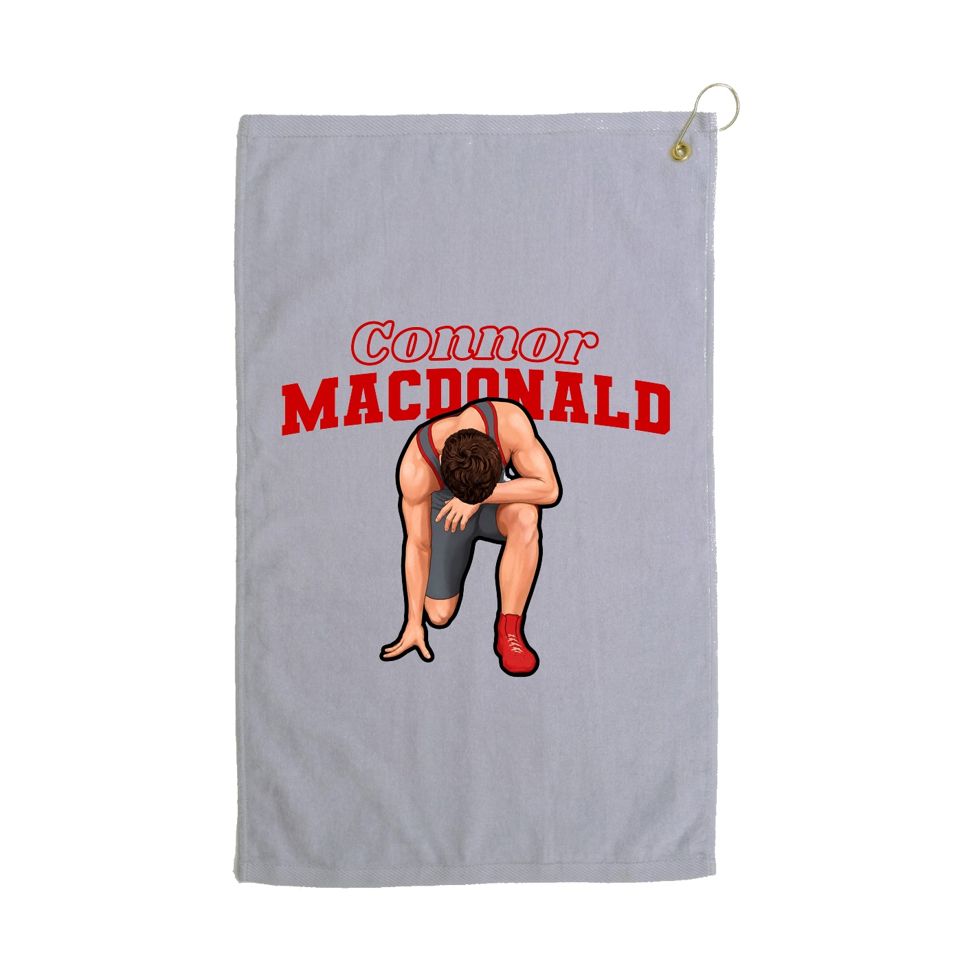 Golf Towel — Name Arch in Grey