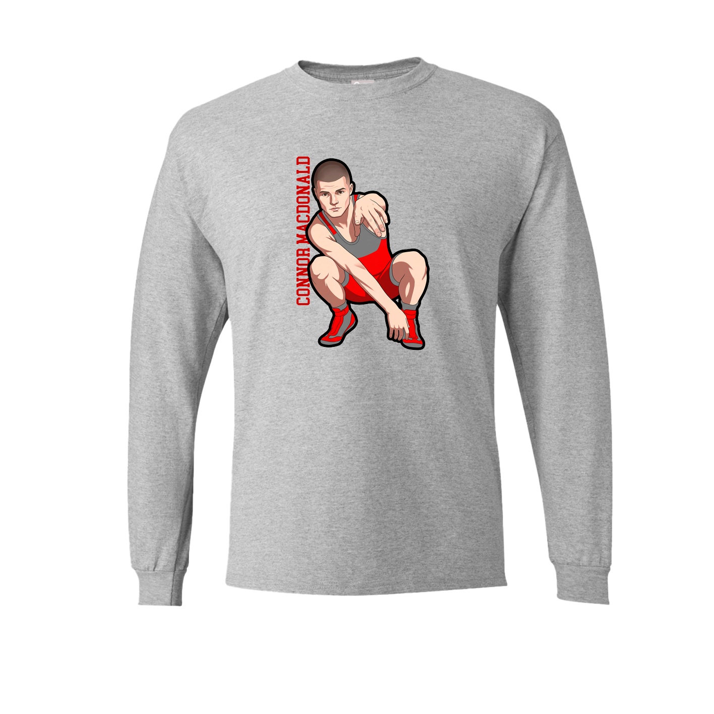 Long Sleeve Tee — Name Vertical in Grey