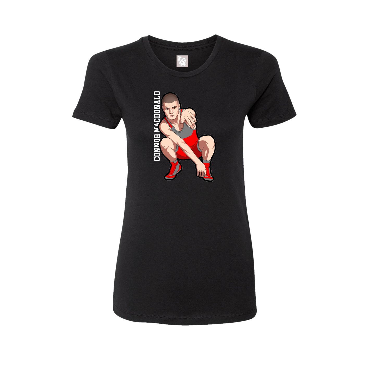 Fitted Women's Tee — Name Vertical in Black