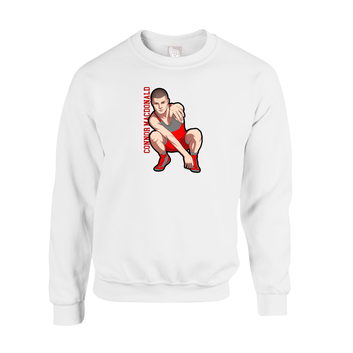 Fleece Crew — Name Vertical in White
