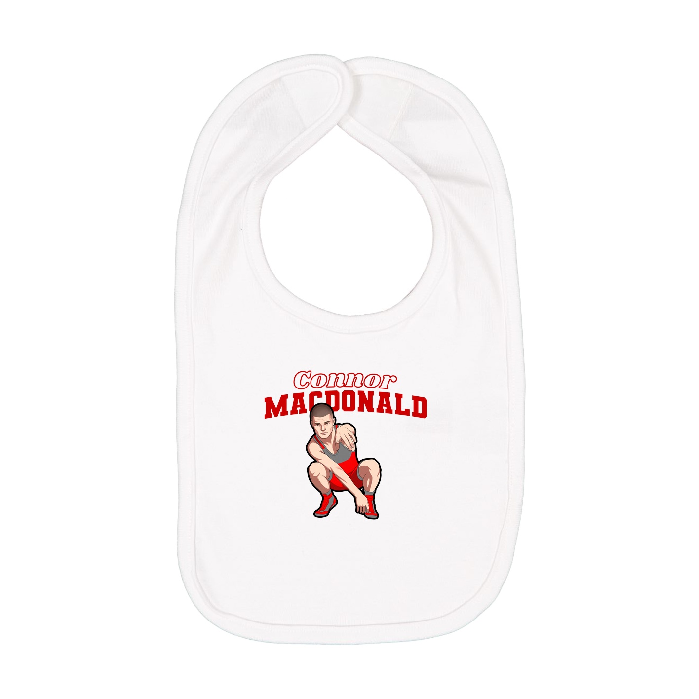 Infant Bib — Name Arch in White