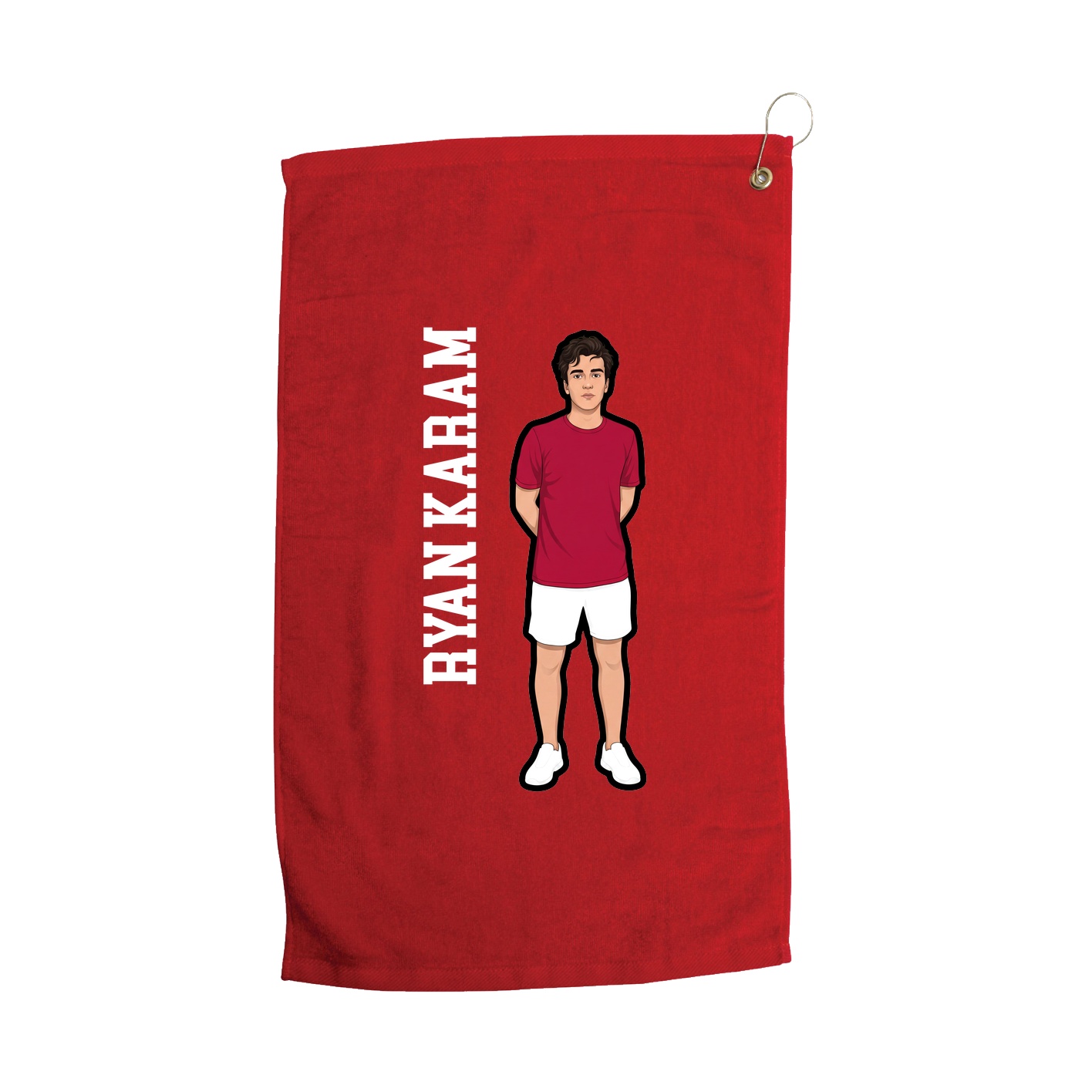 Golf Towel — Name Vertical in Red