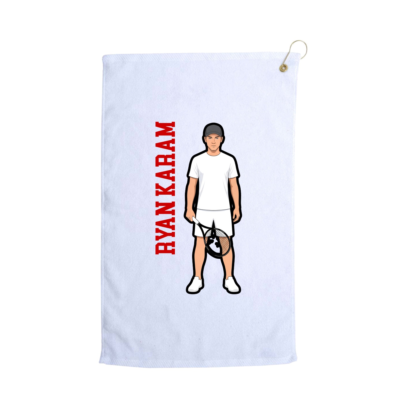 Golf Towel — Name Vertical in White
