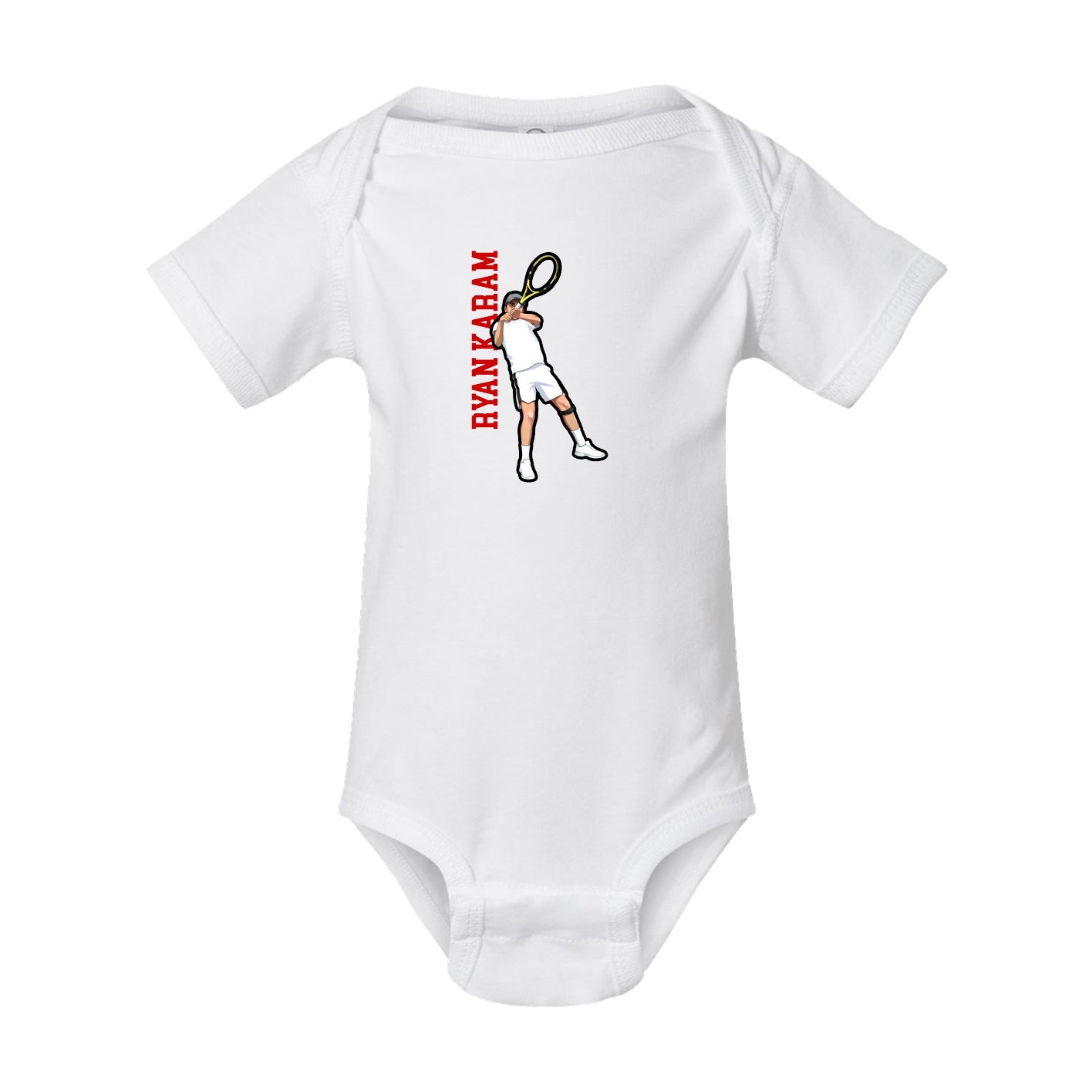 Baby Onesie — Name Vertical in White