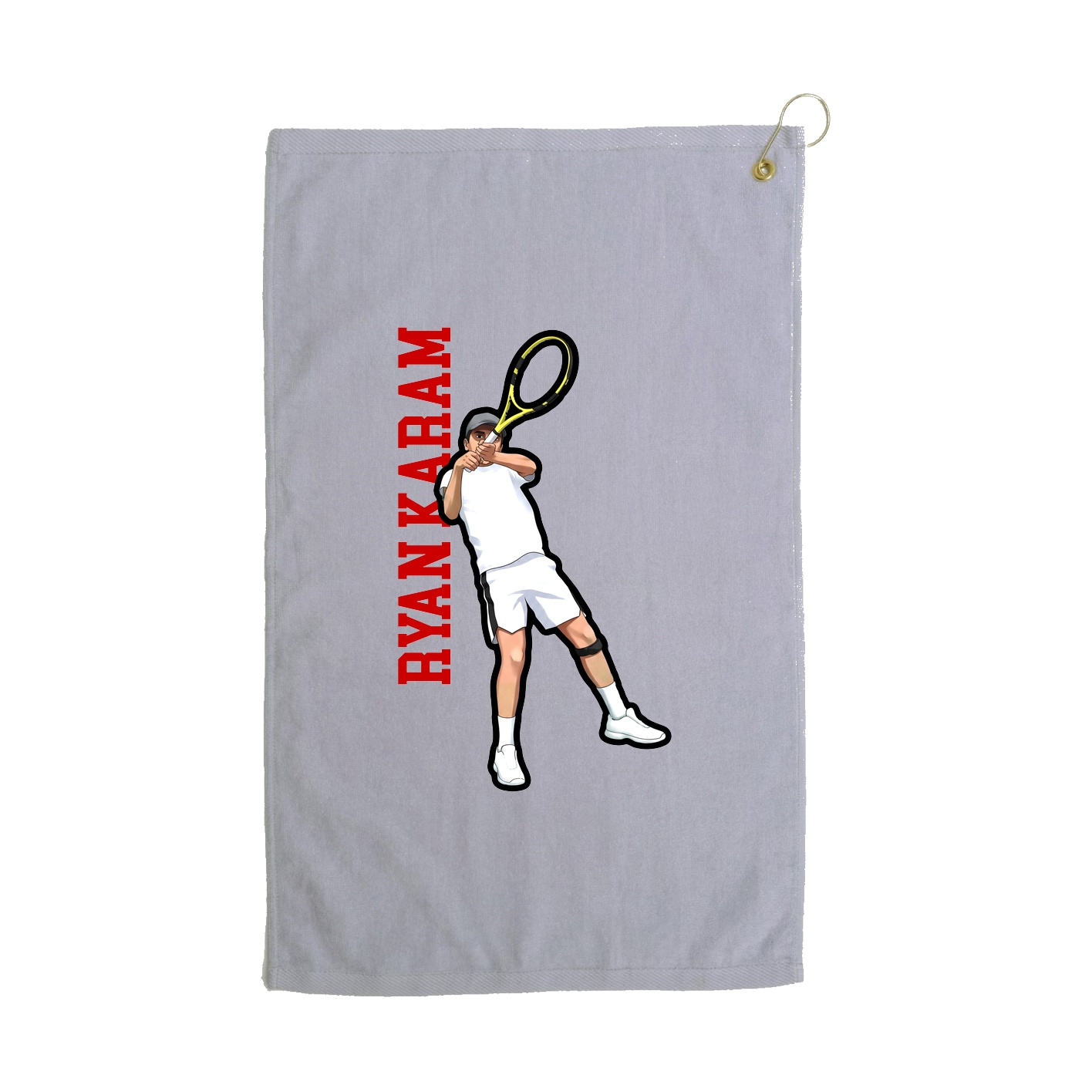 Golf Towel — Name Vertical in Grey
