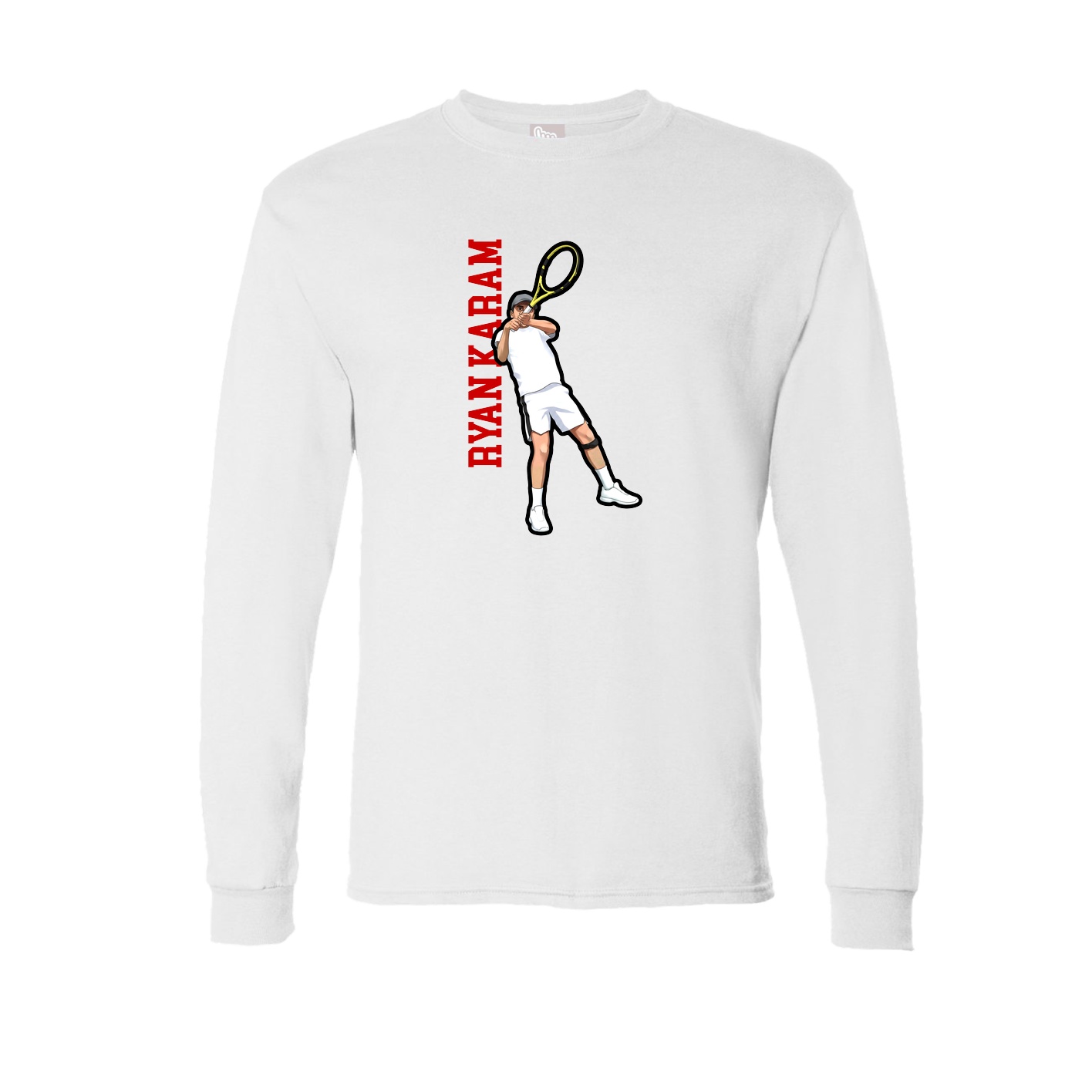 Long Sleeve Tee — Name Vertical in White