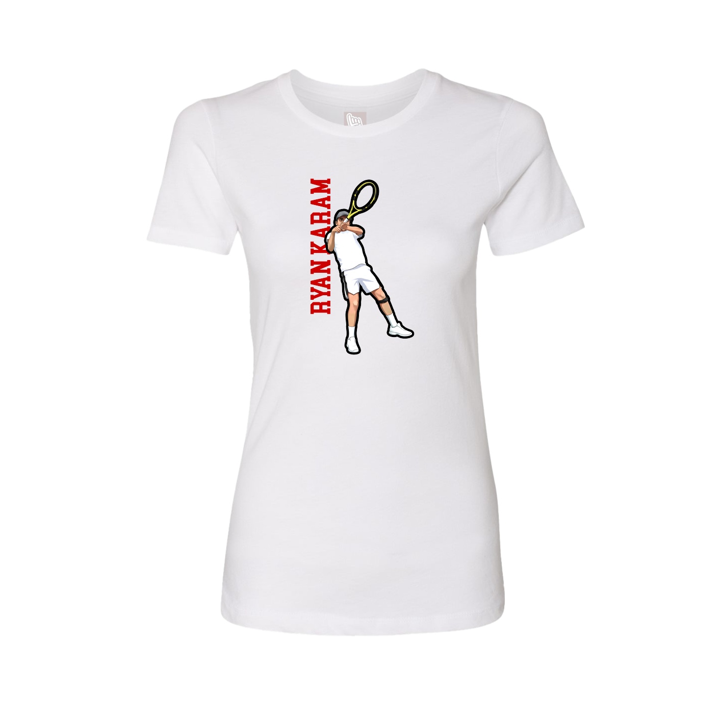 Fitted Women's Tee — Name Vertical in White