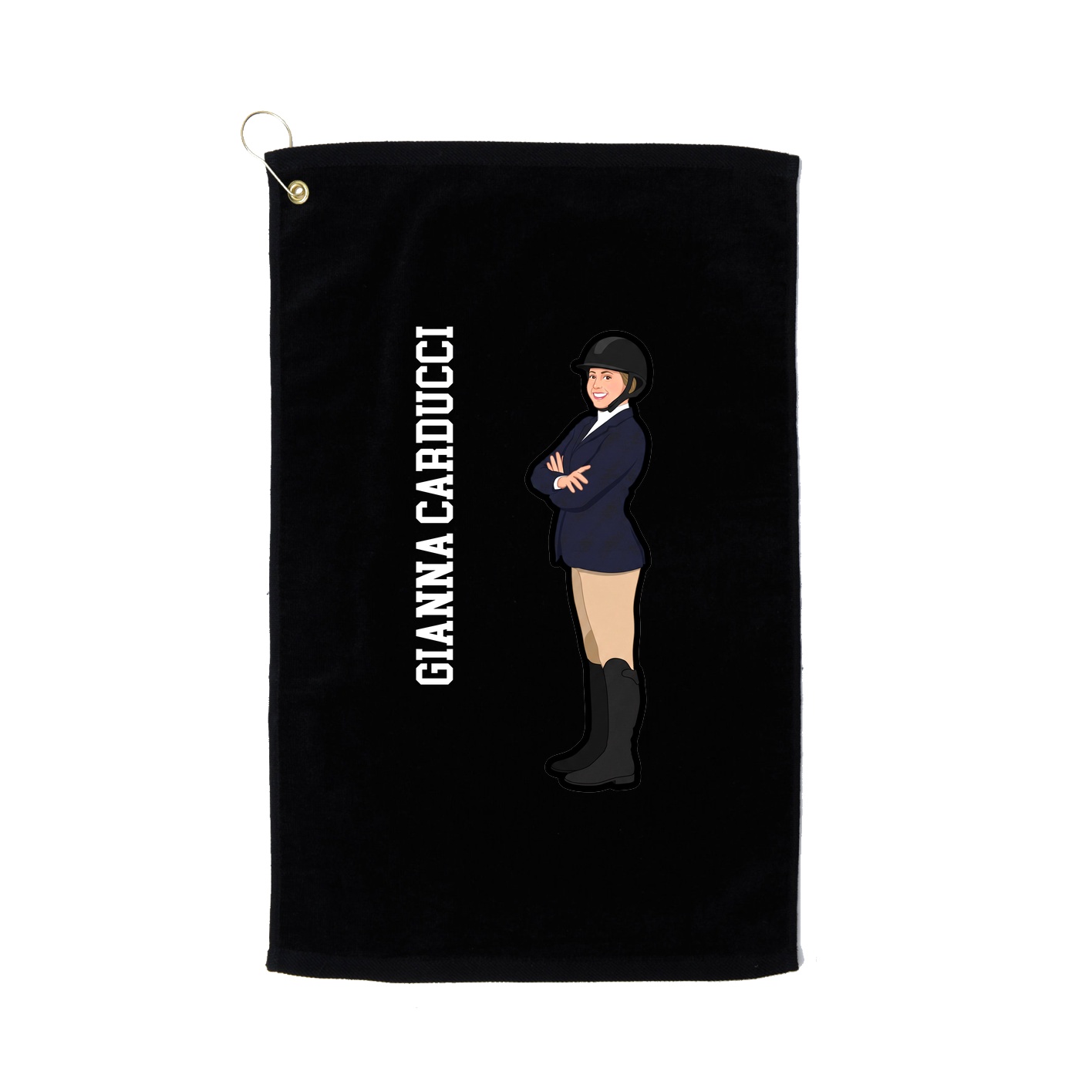 Golf Towel — Name Vertical in Black