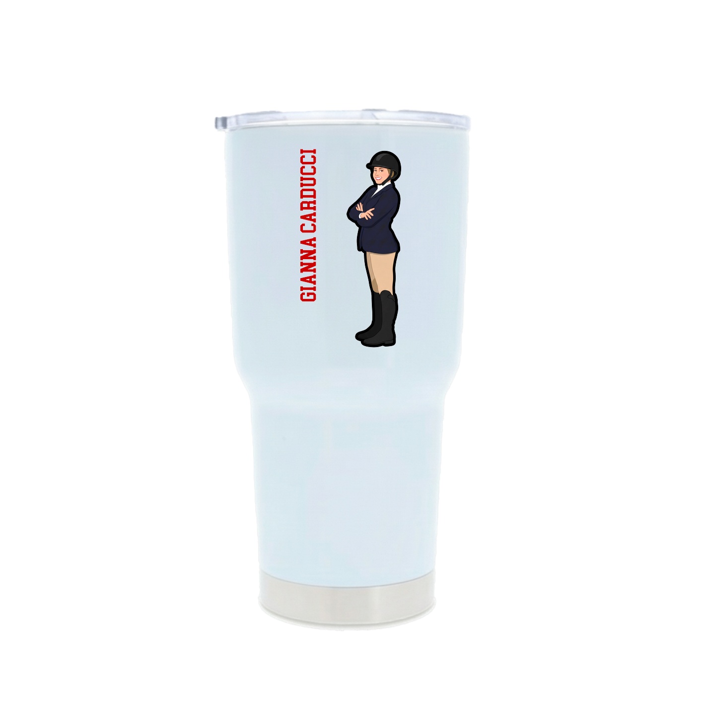 30oz Stainless Steel Tumbler — Name Vertical in White