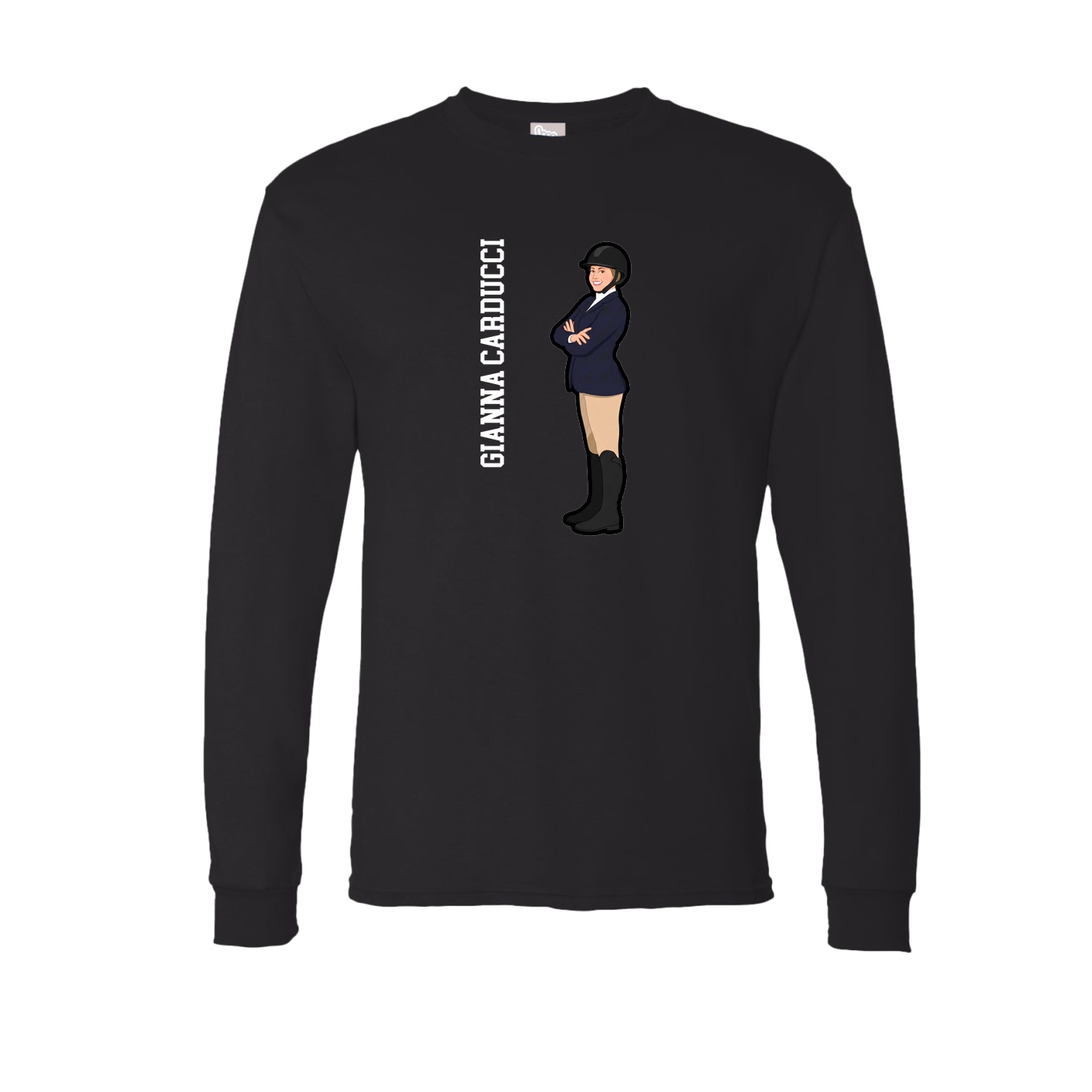 Long Sleeve Tee — Name Vertical in Black