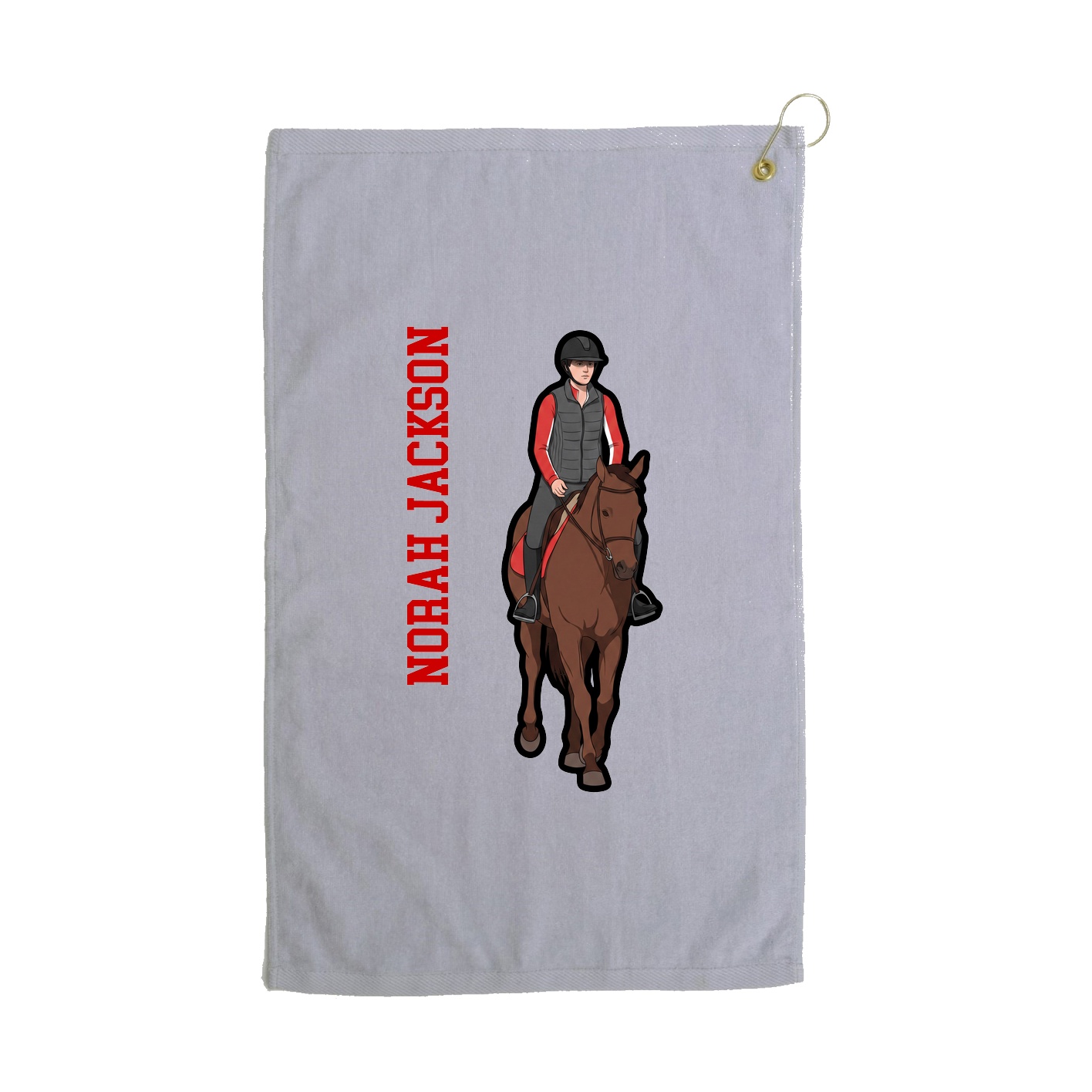 Golf Towel — Name Vertical in Grey