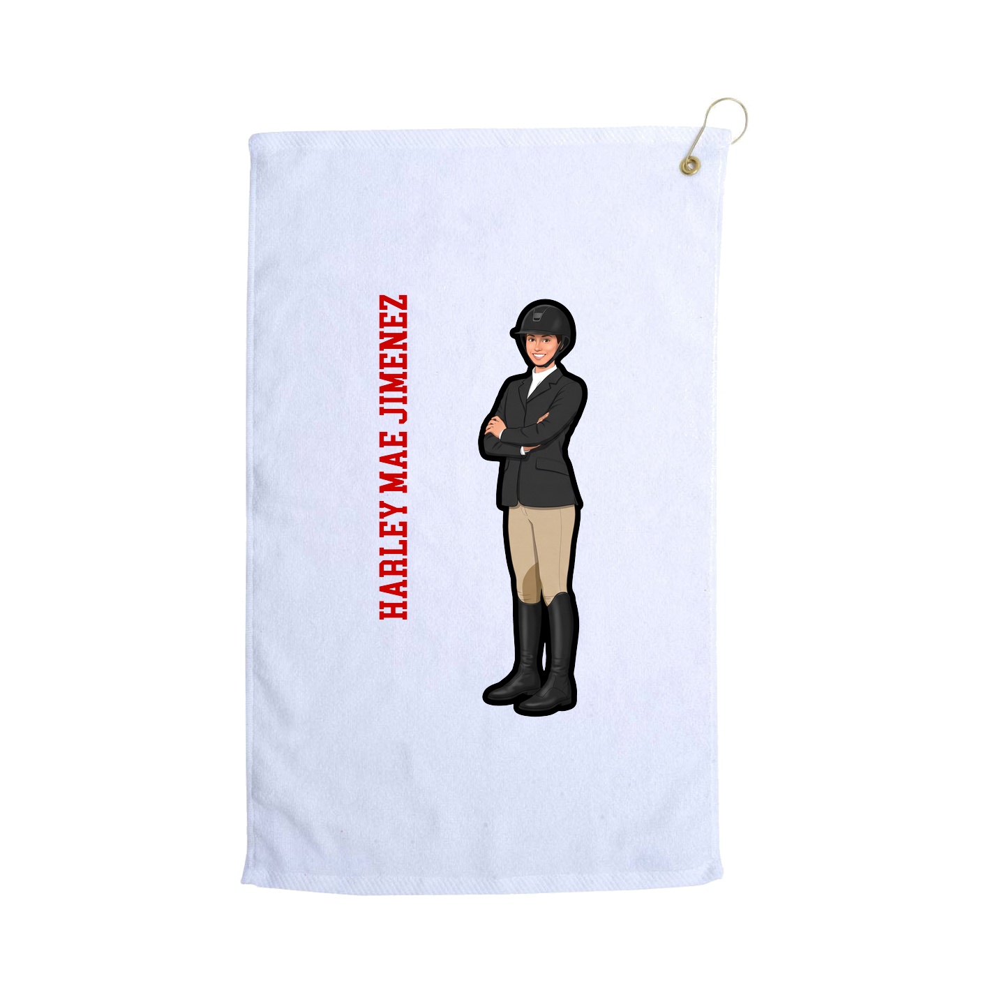 Golf Towel — Name Vertical in White