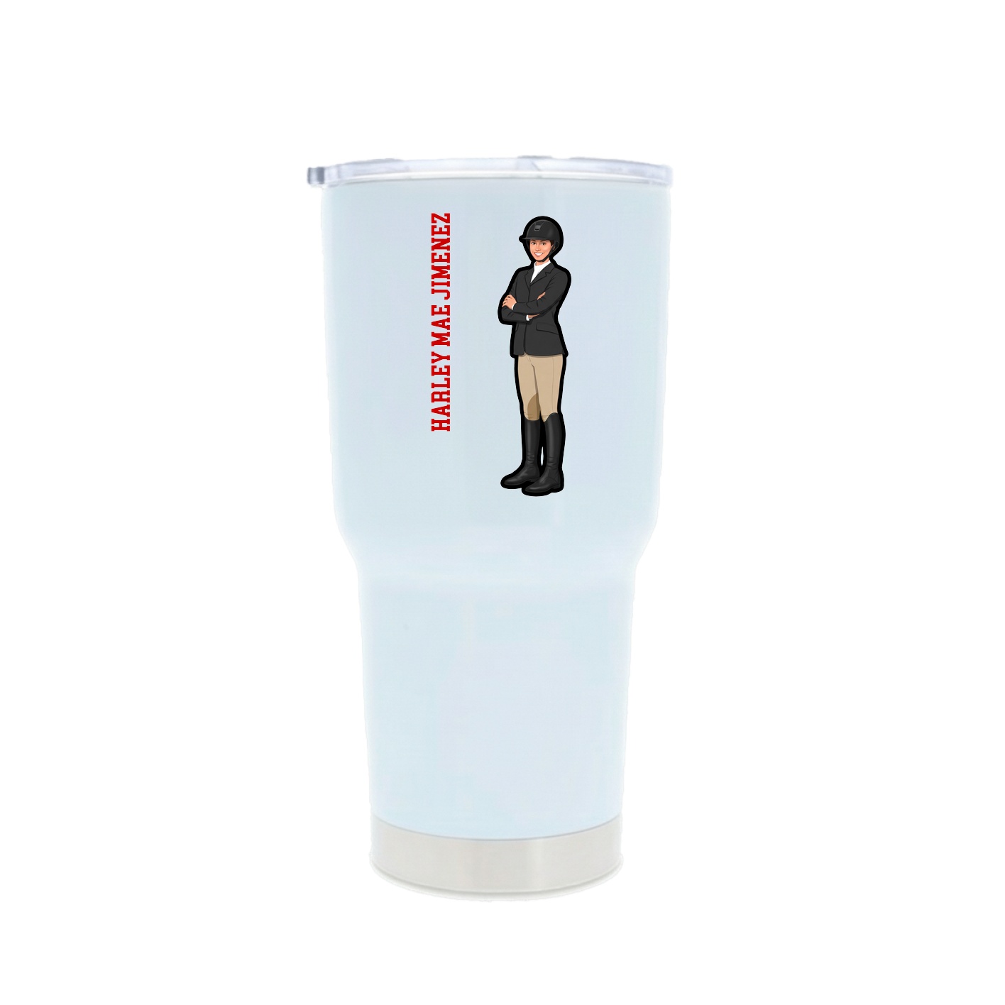 30oz Stainless Steel Tumbler — Name Vertical in White