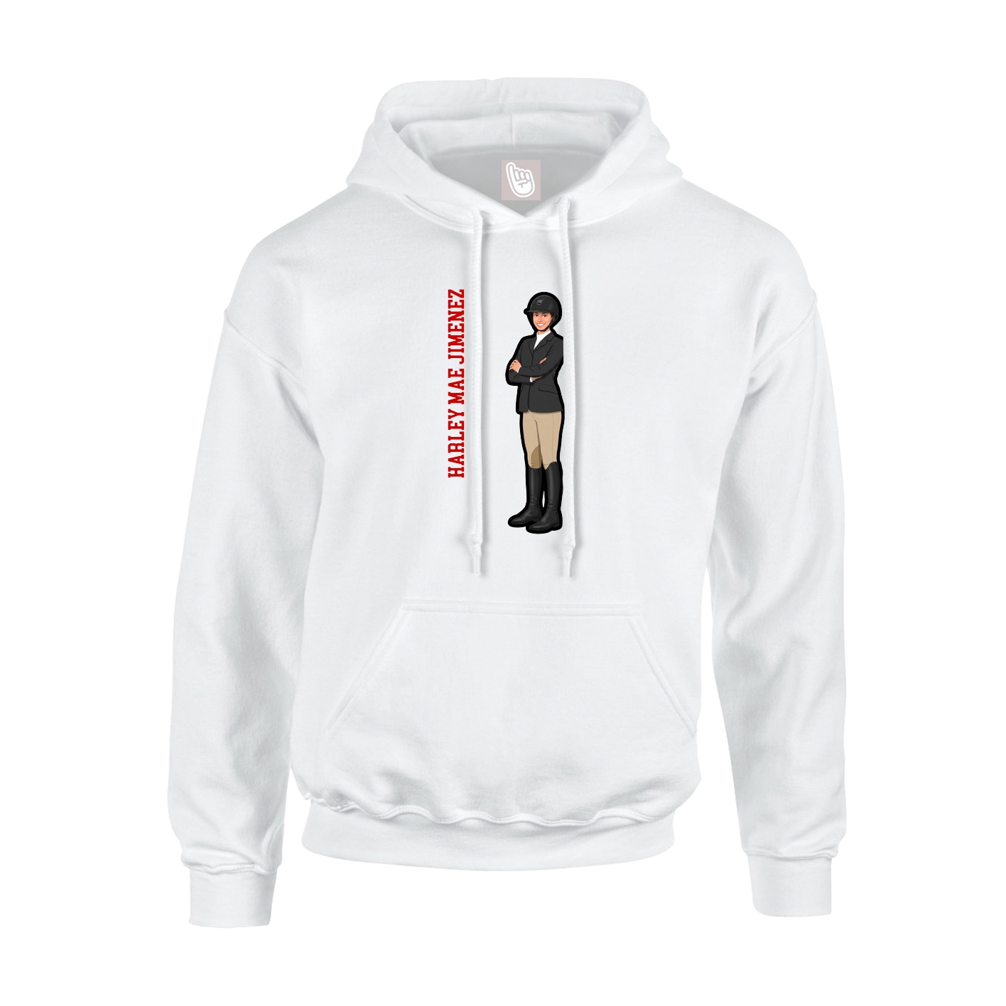 Youth Hoodie — Name Vertical in White