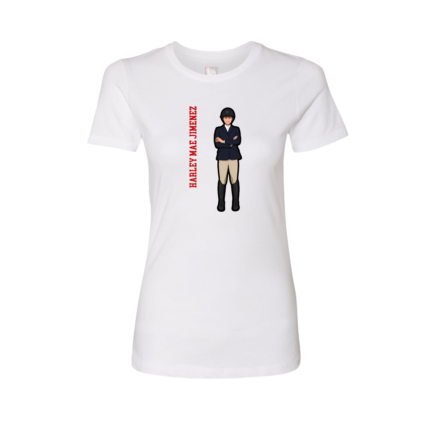 Fitted Women's Tee — Name Vertical in White