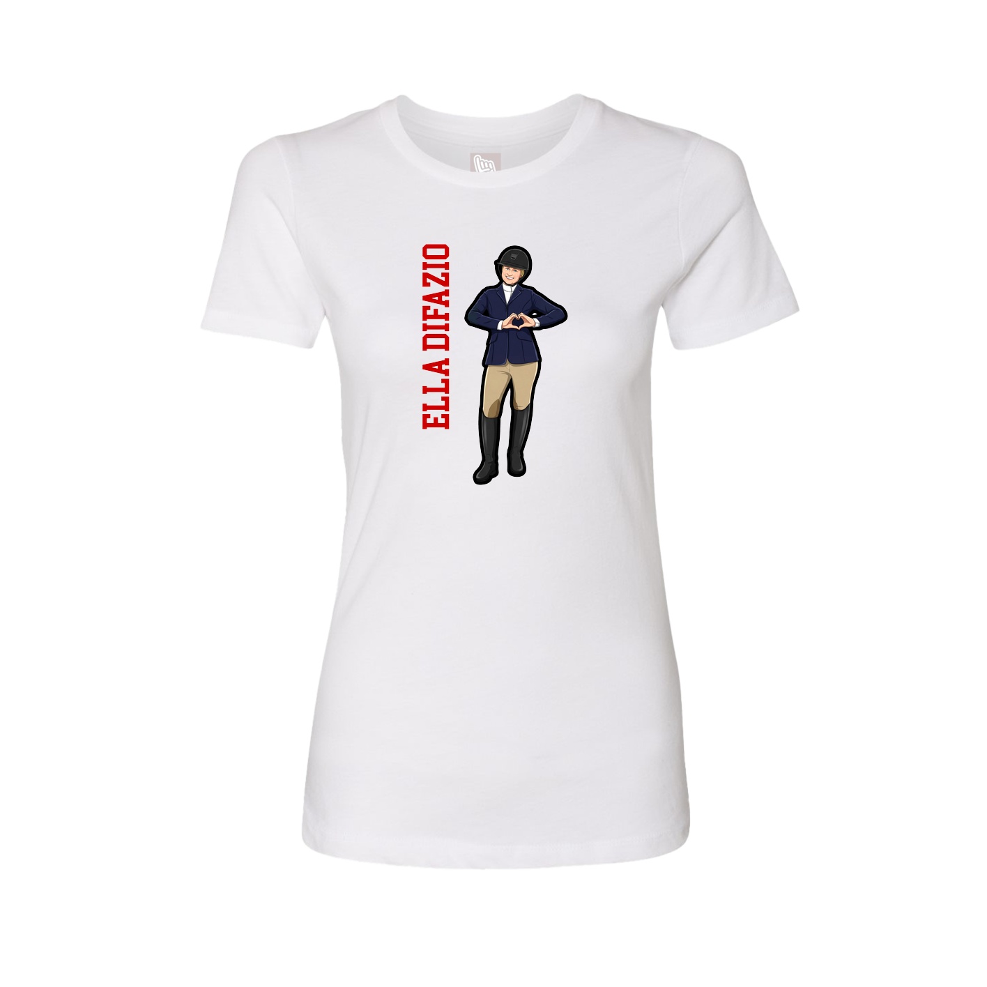 Fitted Women's Tee — Name Vertical in White