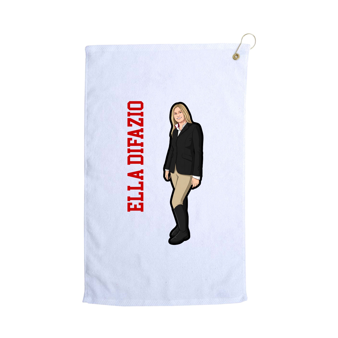 Golf Towel — Name Vertical in White