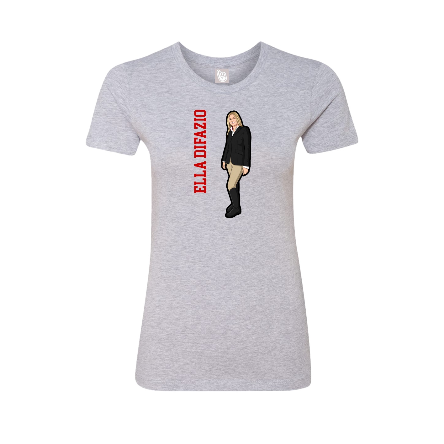 Fitted Women's Tee — Name Vertical in Grey