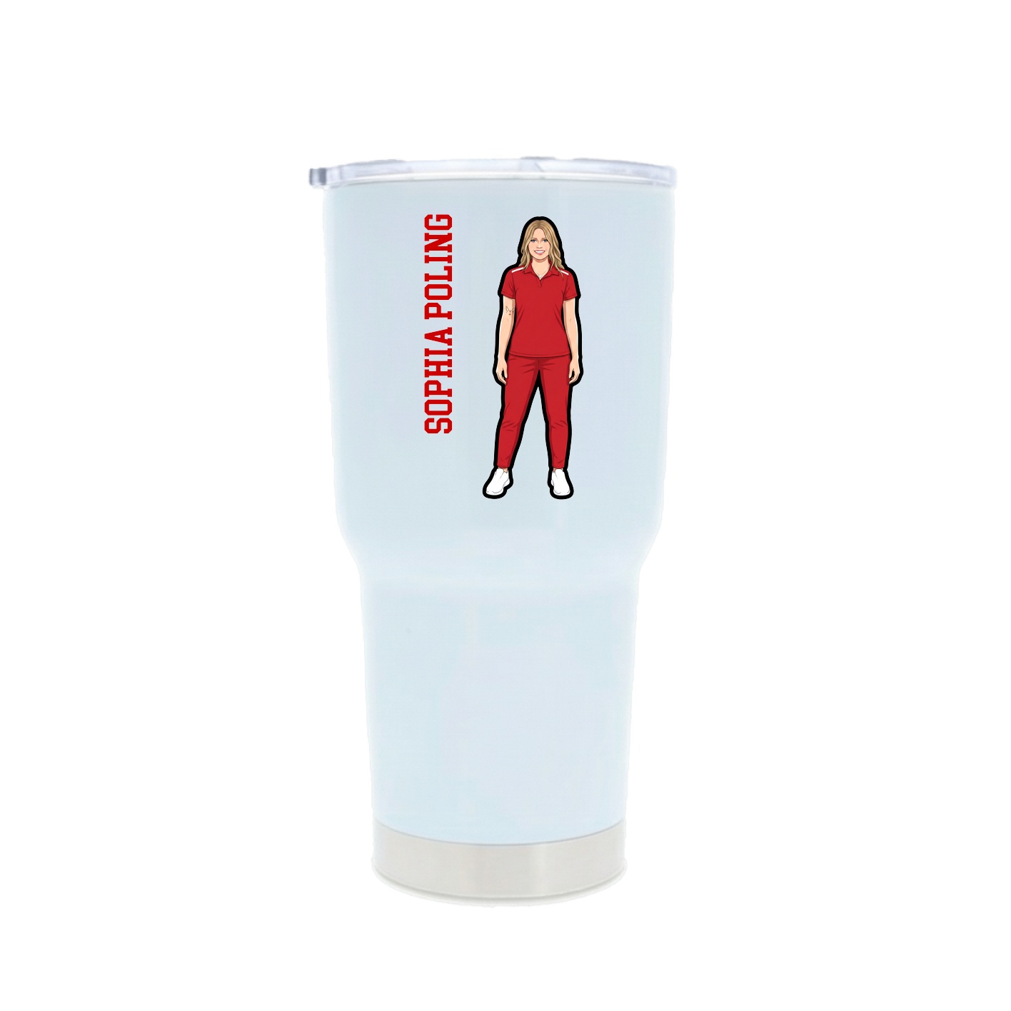 30oz Stainless Steel Tumbler — Name Vertical in White