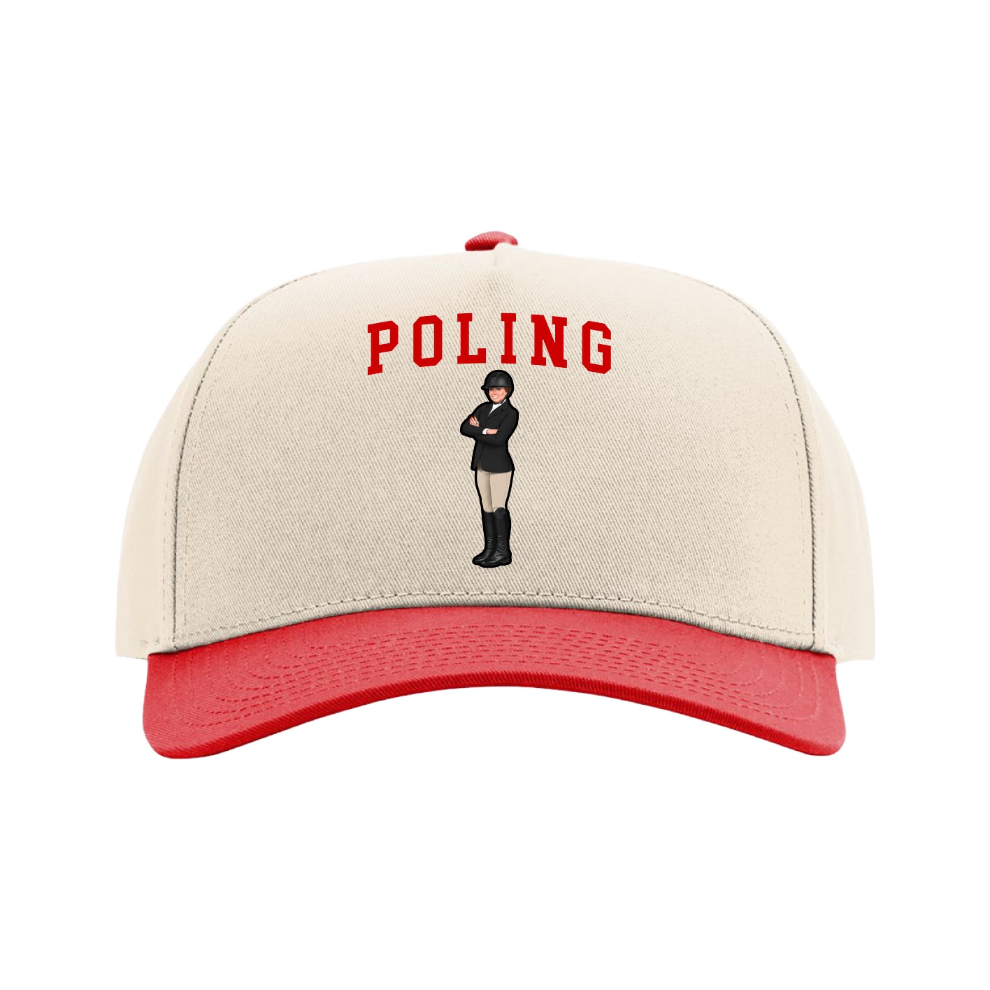 Full Fabric Five-Panel Champ Cap — Shirsey in Cream/Red