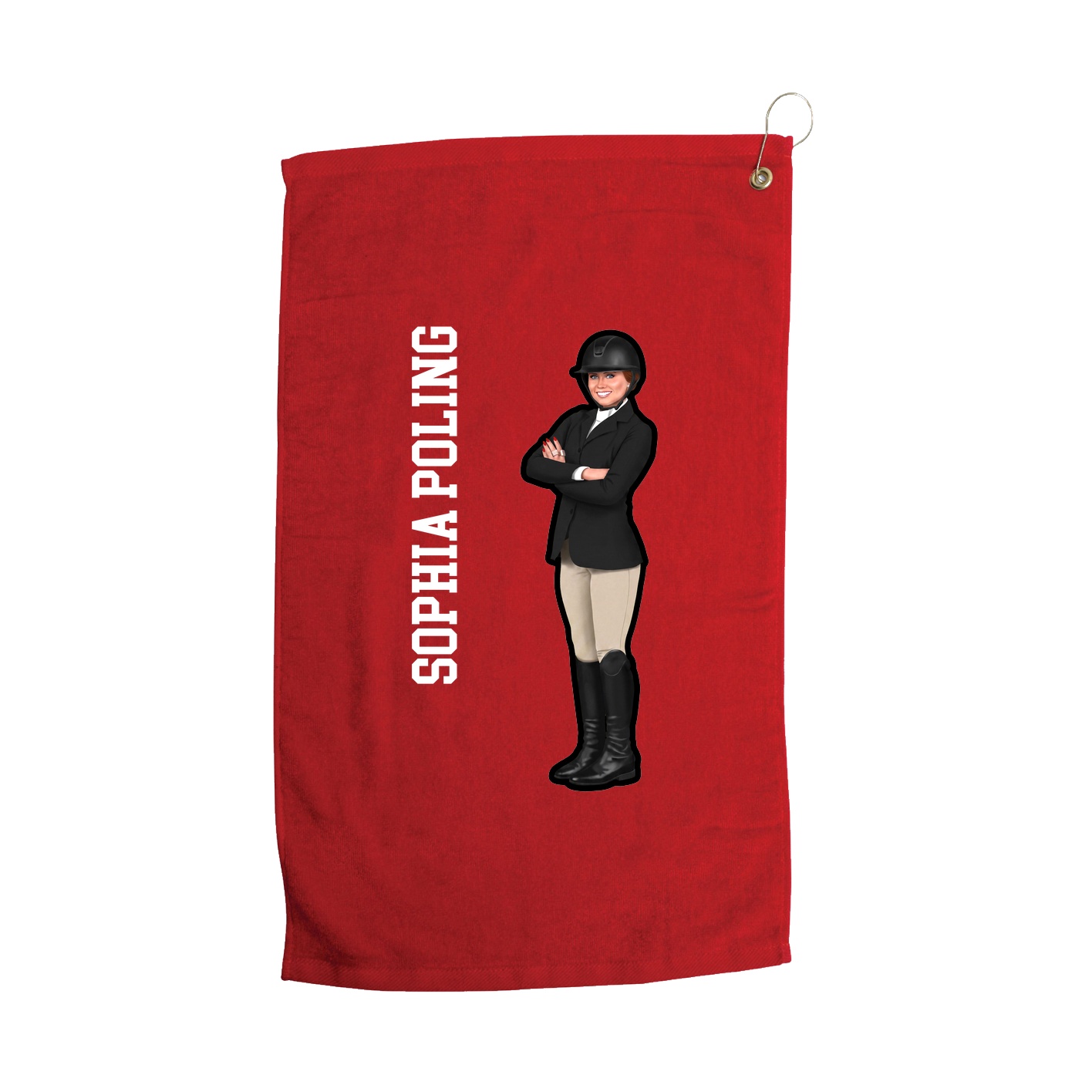 Golf Towel — Name Vertical in Red