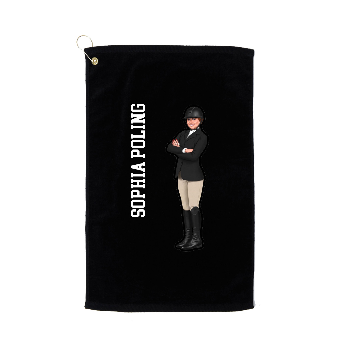 Golf Towel — Name Vertical in Black
