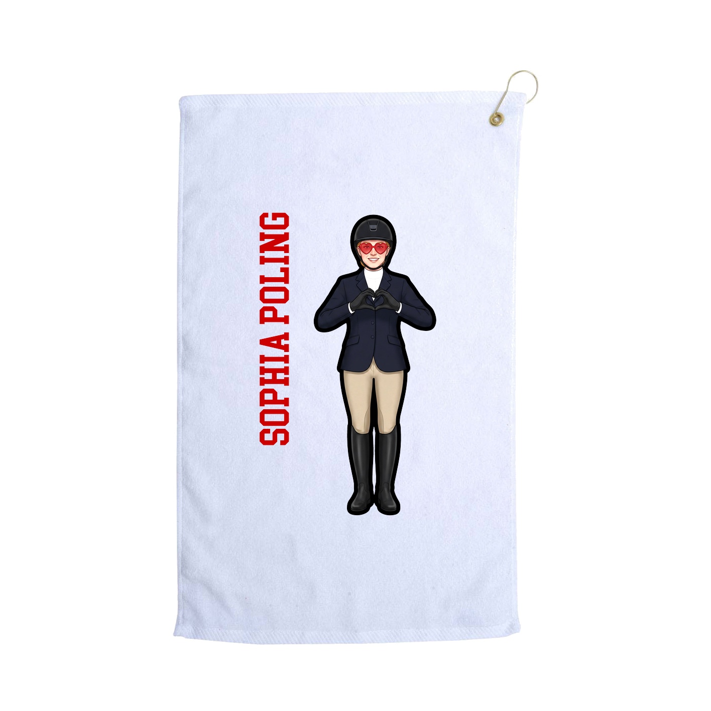 Golf Towel — Name Vertical in White