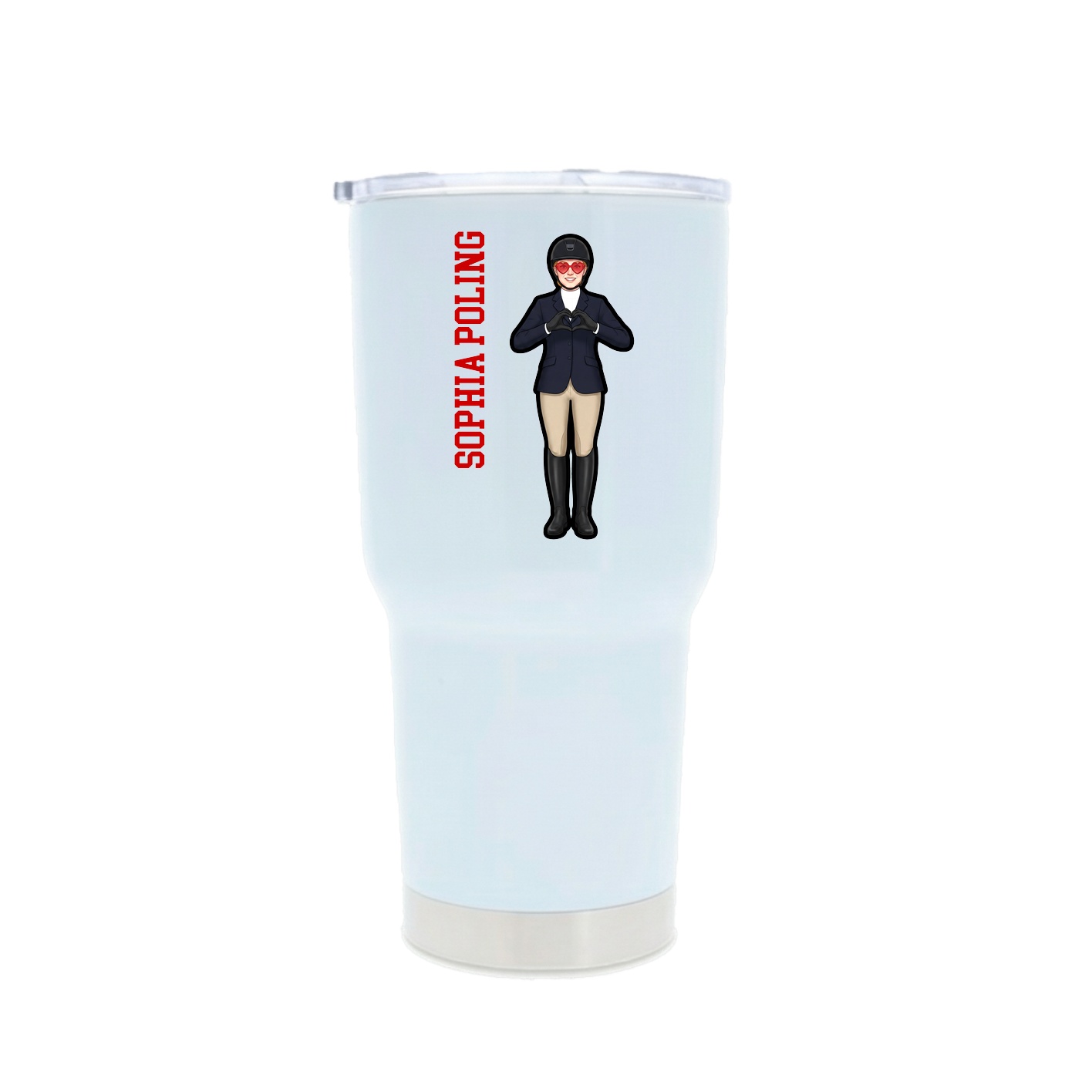 30oz Stainless Steel Tumbler — Name Vertical in White
