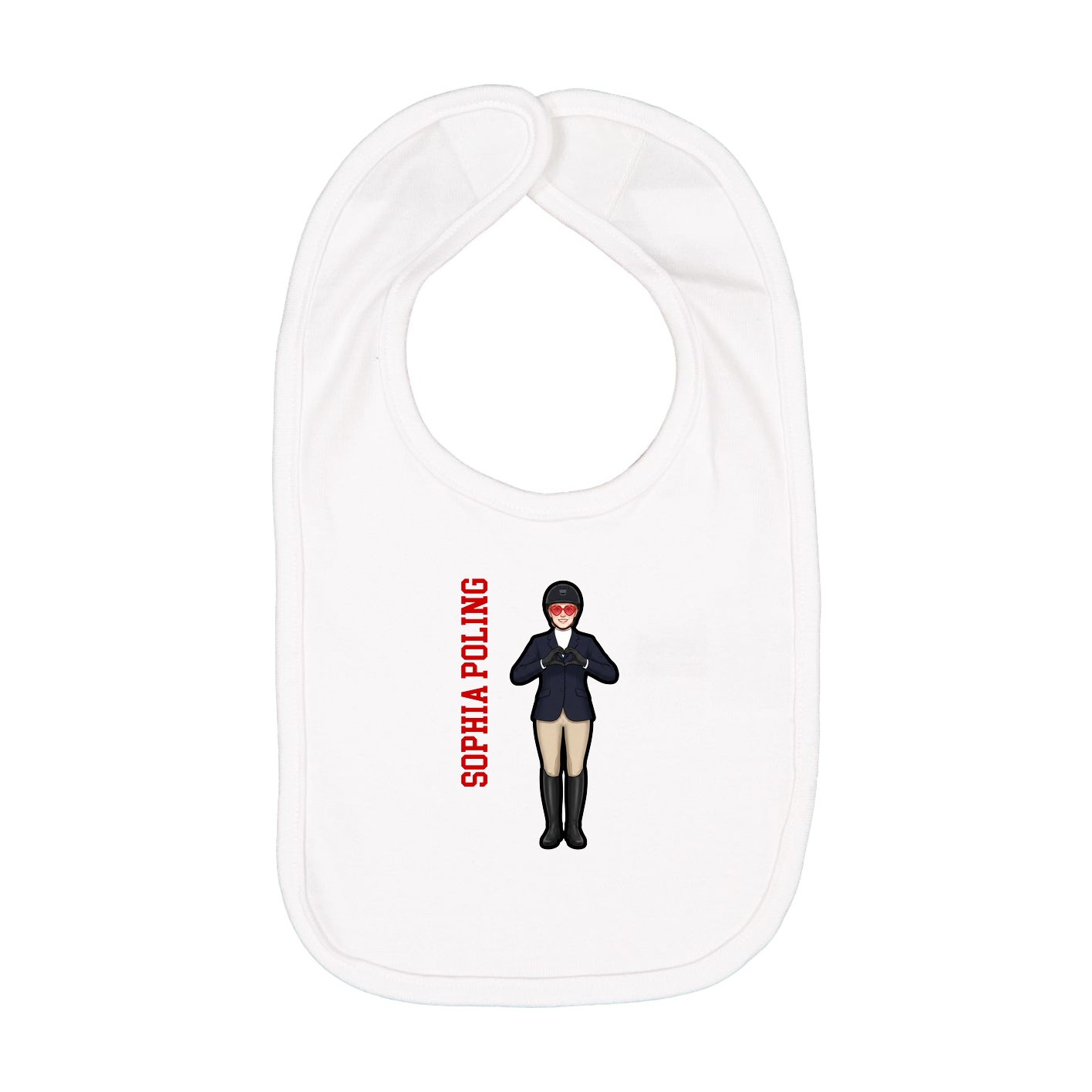 Infant Bib — Name Vertical in White