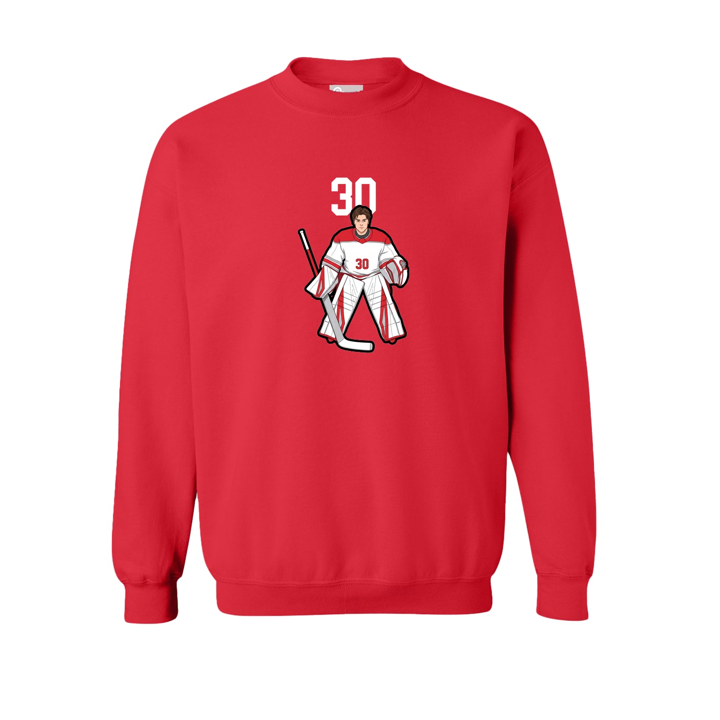 Fleece Crew — Number Top in Red
