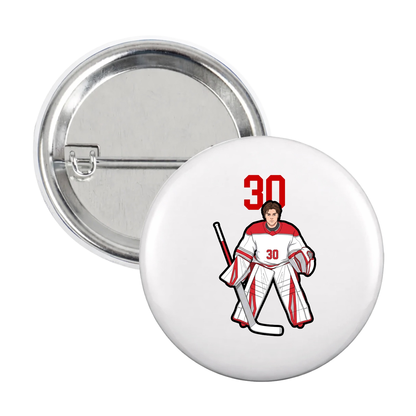 Game Day Button — Number Top in White