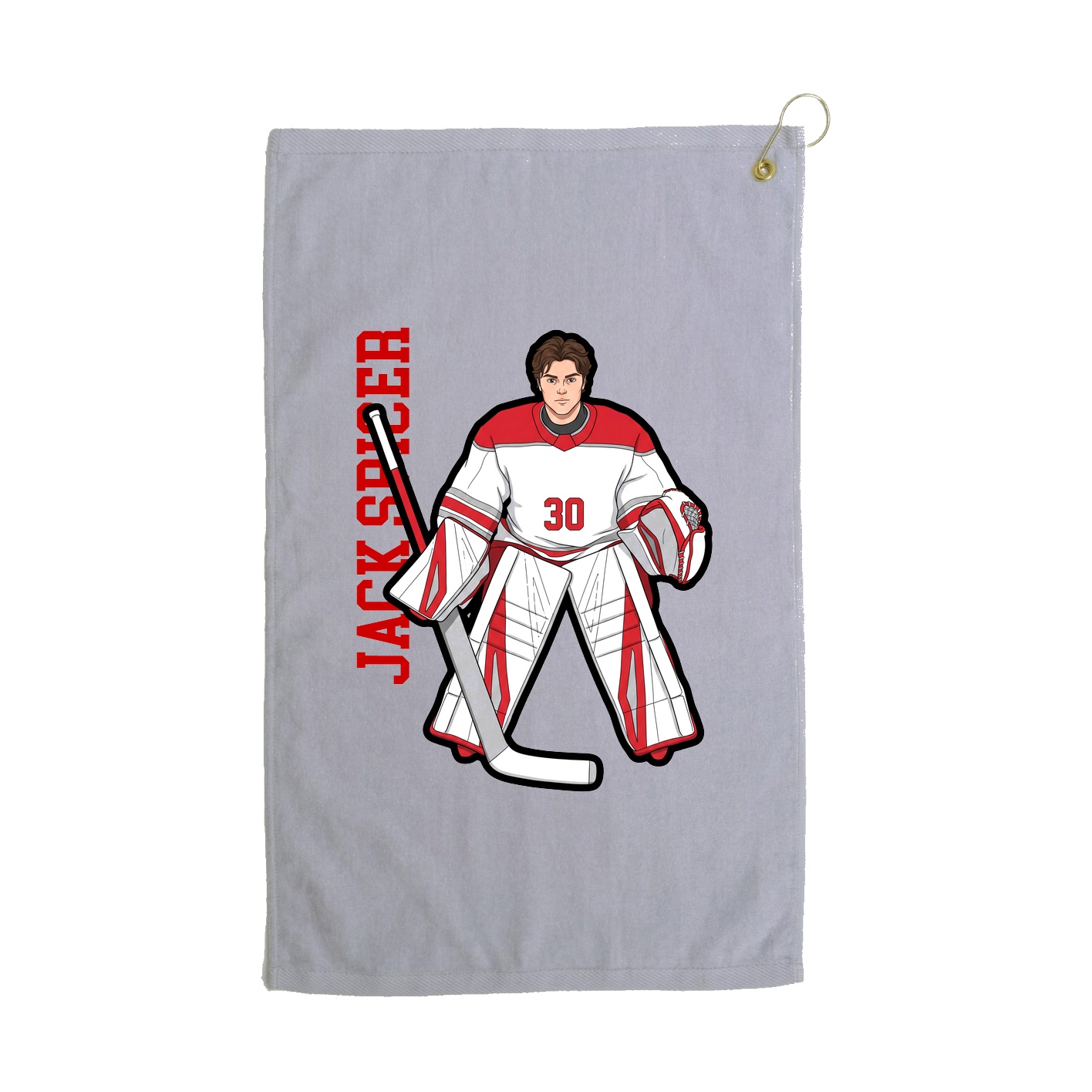 Golf Towel — Name Vertical in Grey