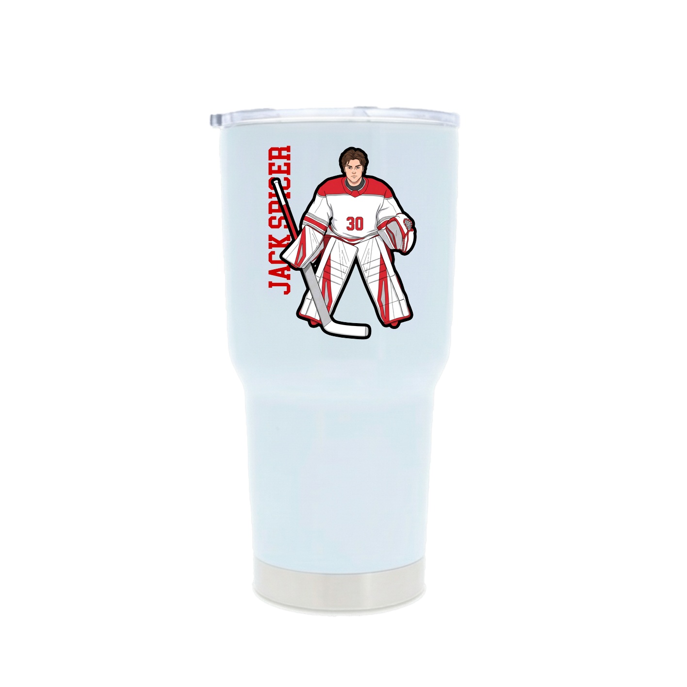30oz Stainless Steel Tumbler — Name Vertical in White