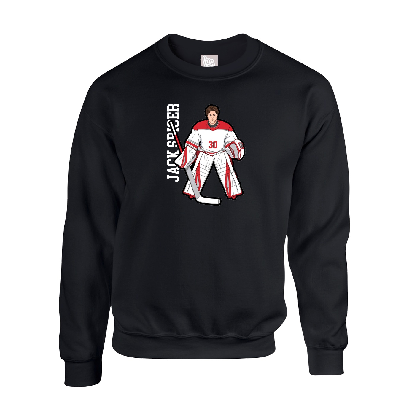 Fleece Crew — Name Vertical in Black