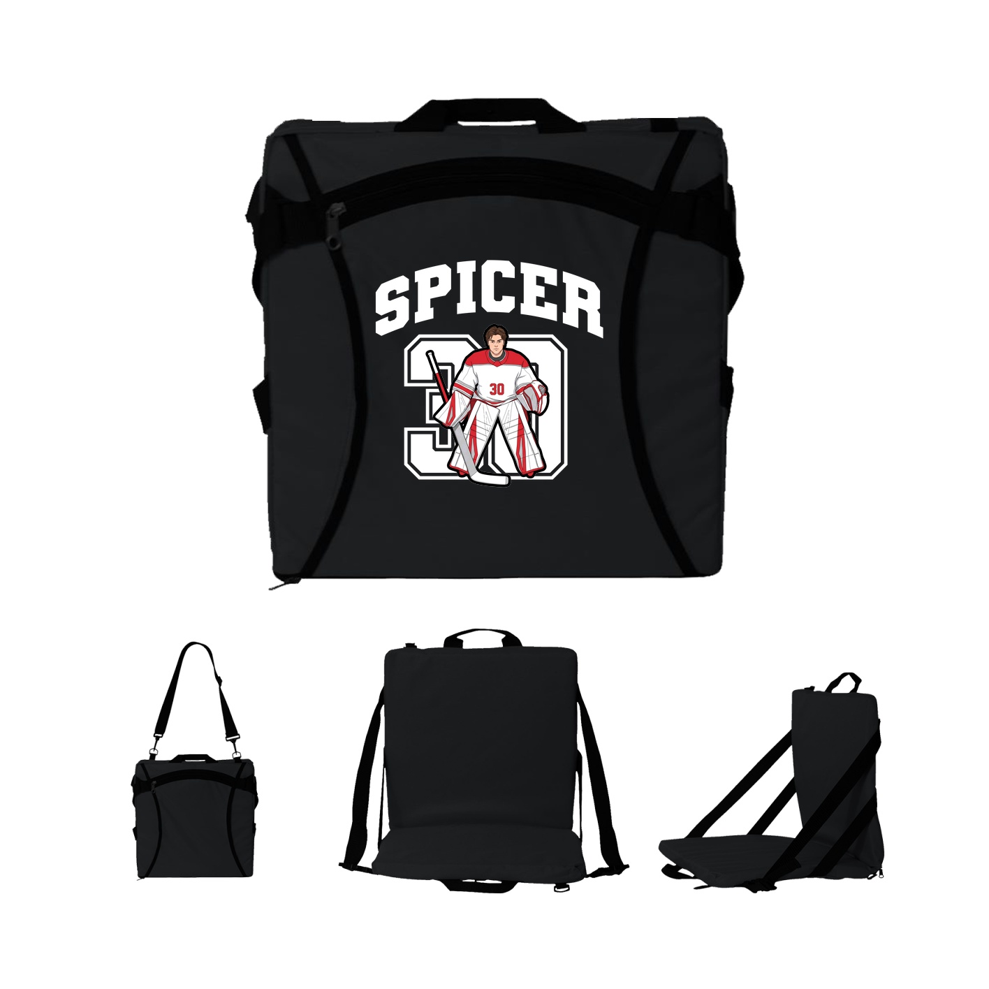 Folding Stadium Seat — Number in Black