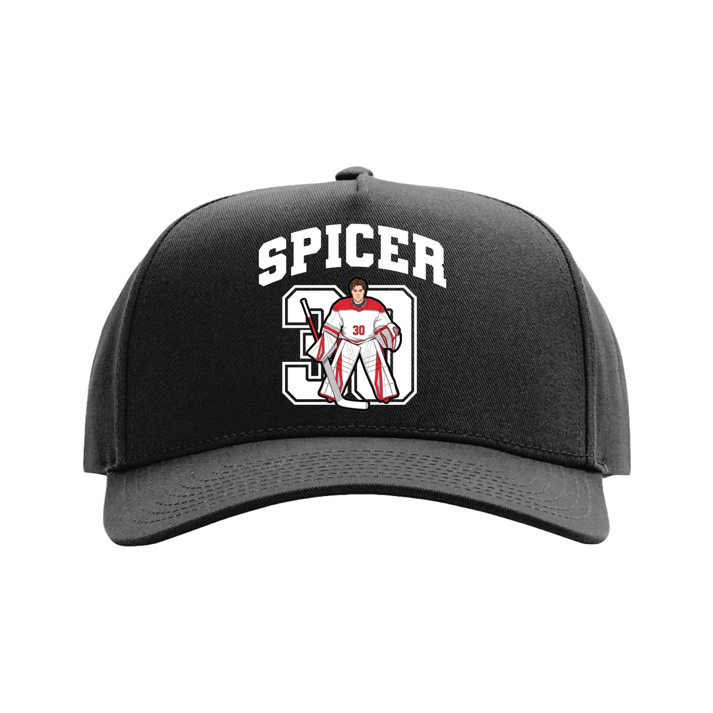 Full Fabric Five-Panel Champ Cap — Number in Black