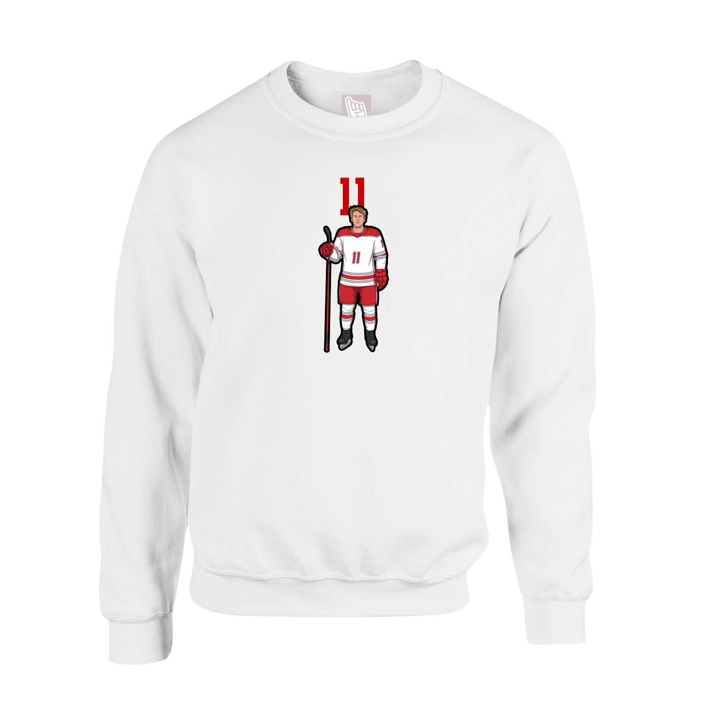 Fleece Crew — Number Top in White
