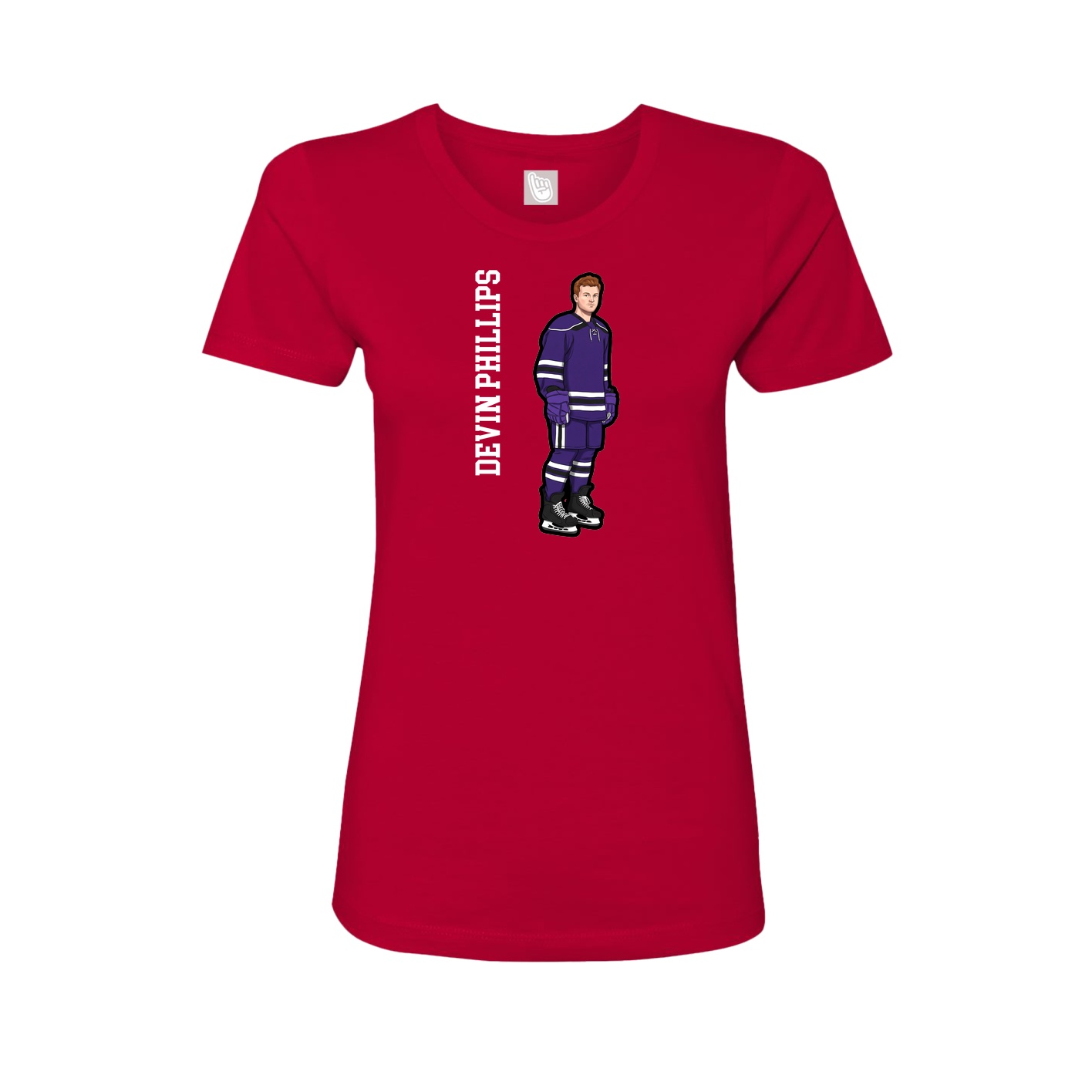 Fitted Women's Tee — Name Vertical in Red