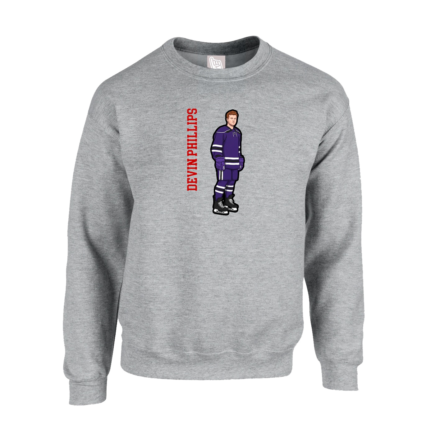 Fleece Crew — Name Vertical in Grey