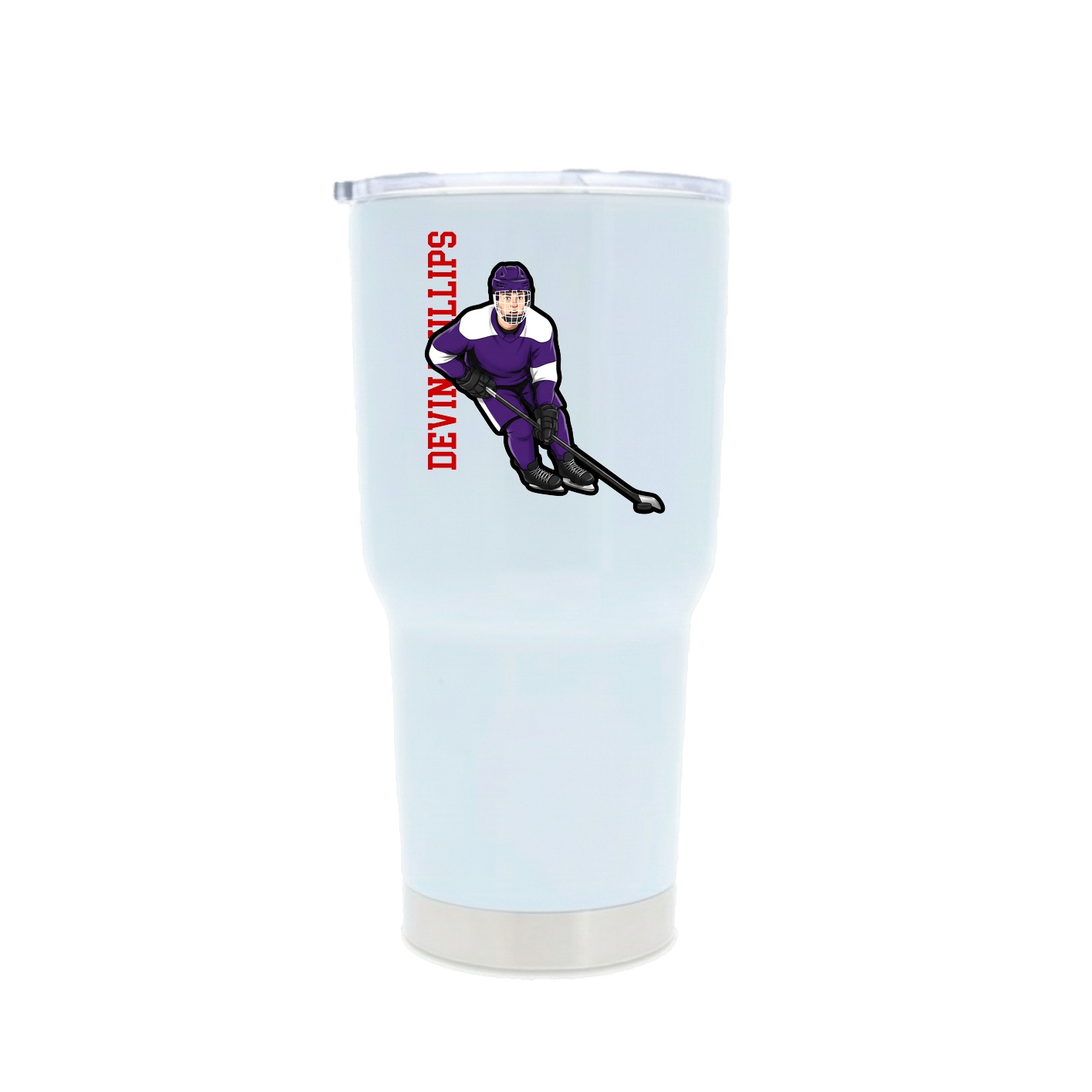 30oz Stainless Steel Tumbler — Name Vertical in White