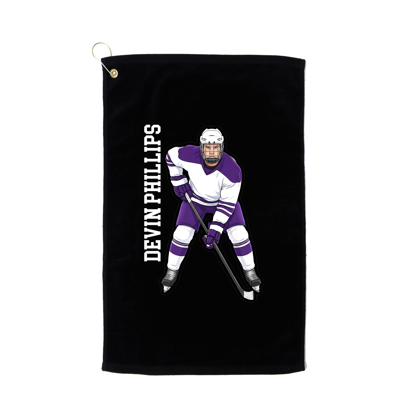 Golf Towel — Name Vertical in Black