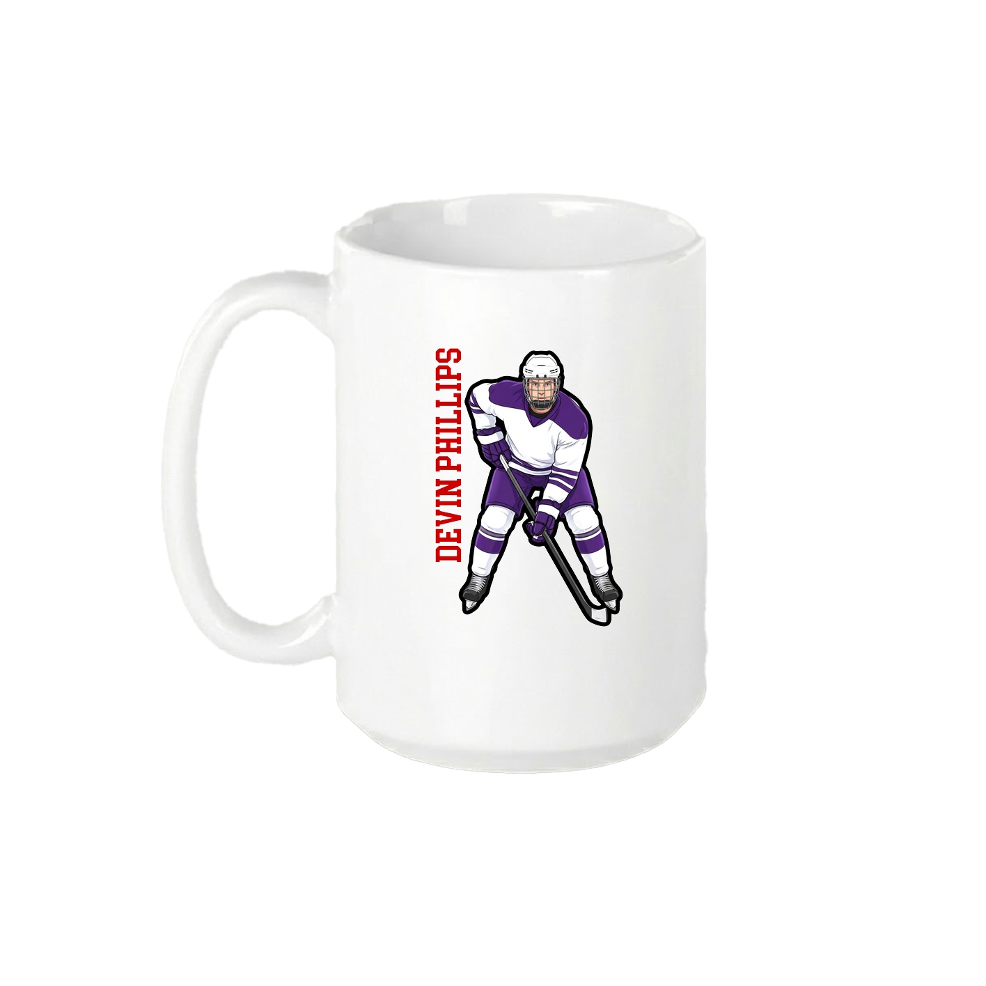15oz Coffee Mug — Name Vertical in White
