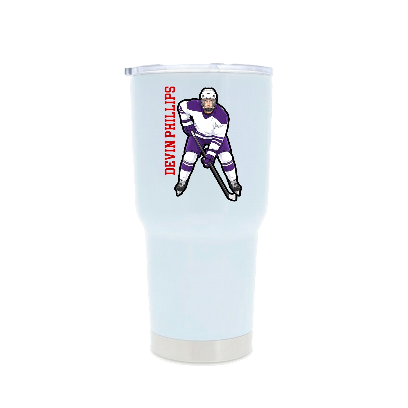 30oz Stainless Steel Tumbler — Name Vertical in White