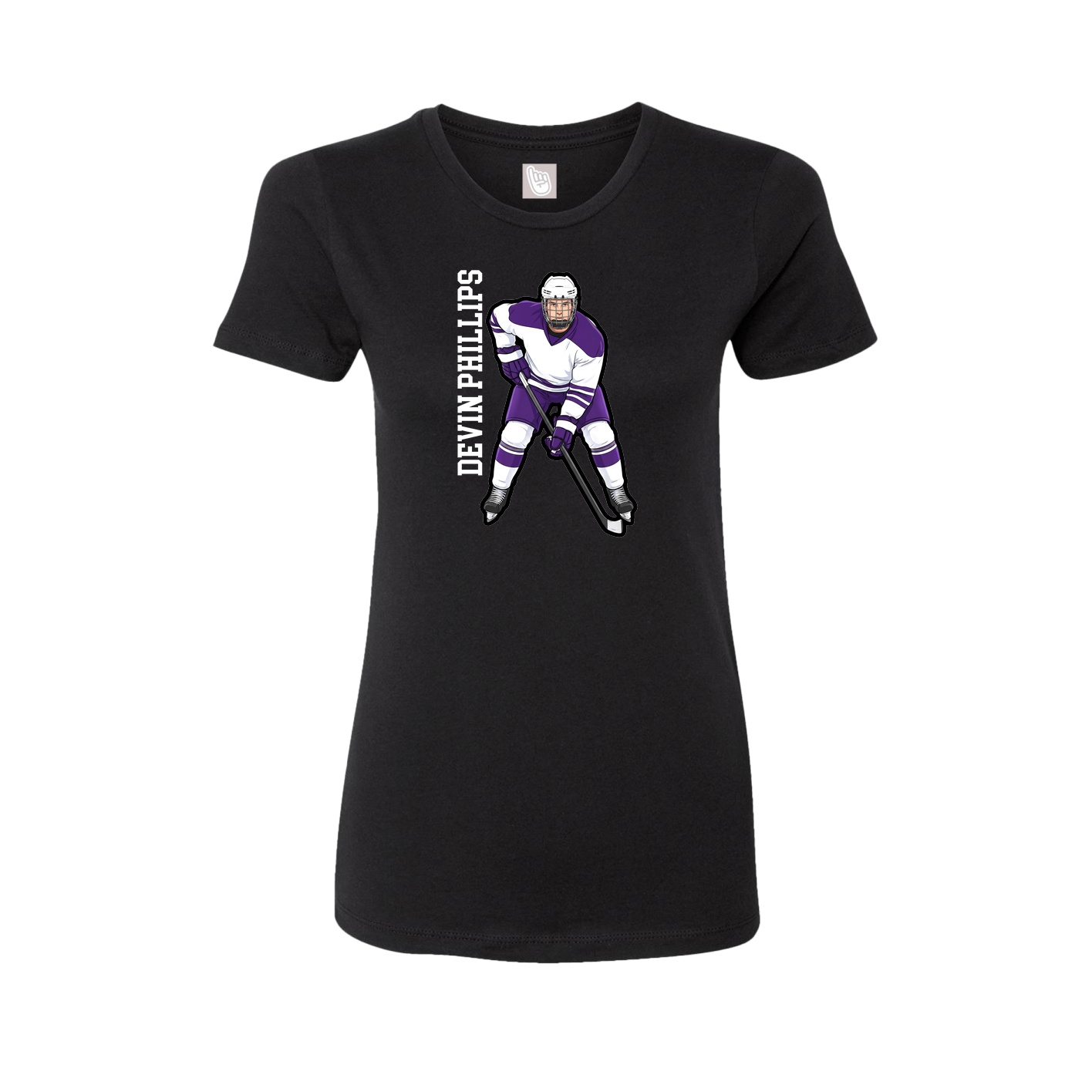 Fitted Women's Tee — Name Vertical in Black