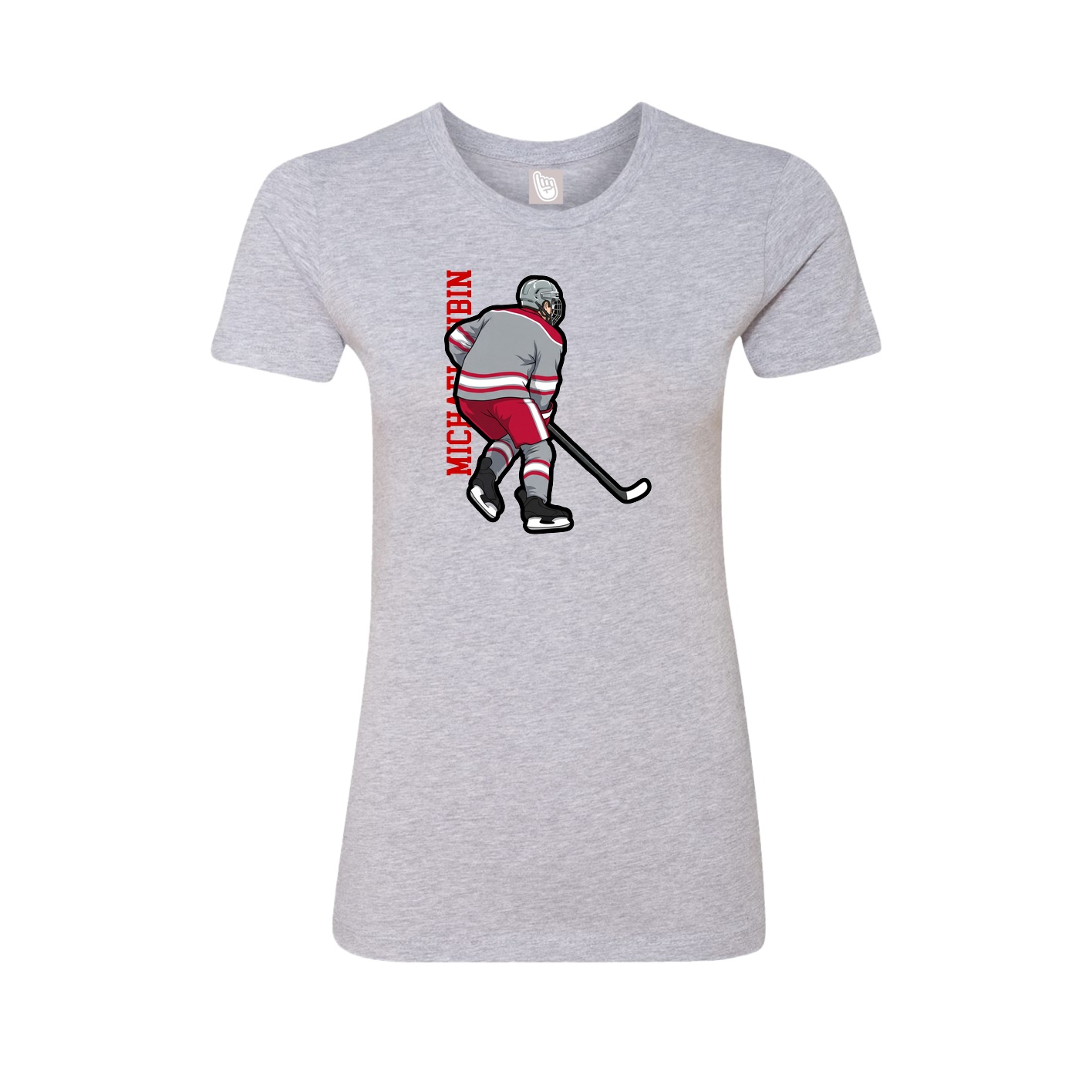 Fitted Women's Tee — Name Vertical in Grey