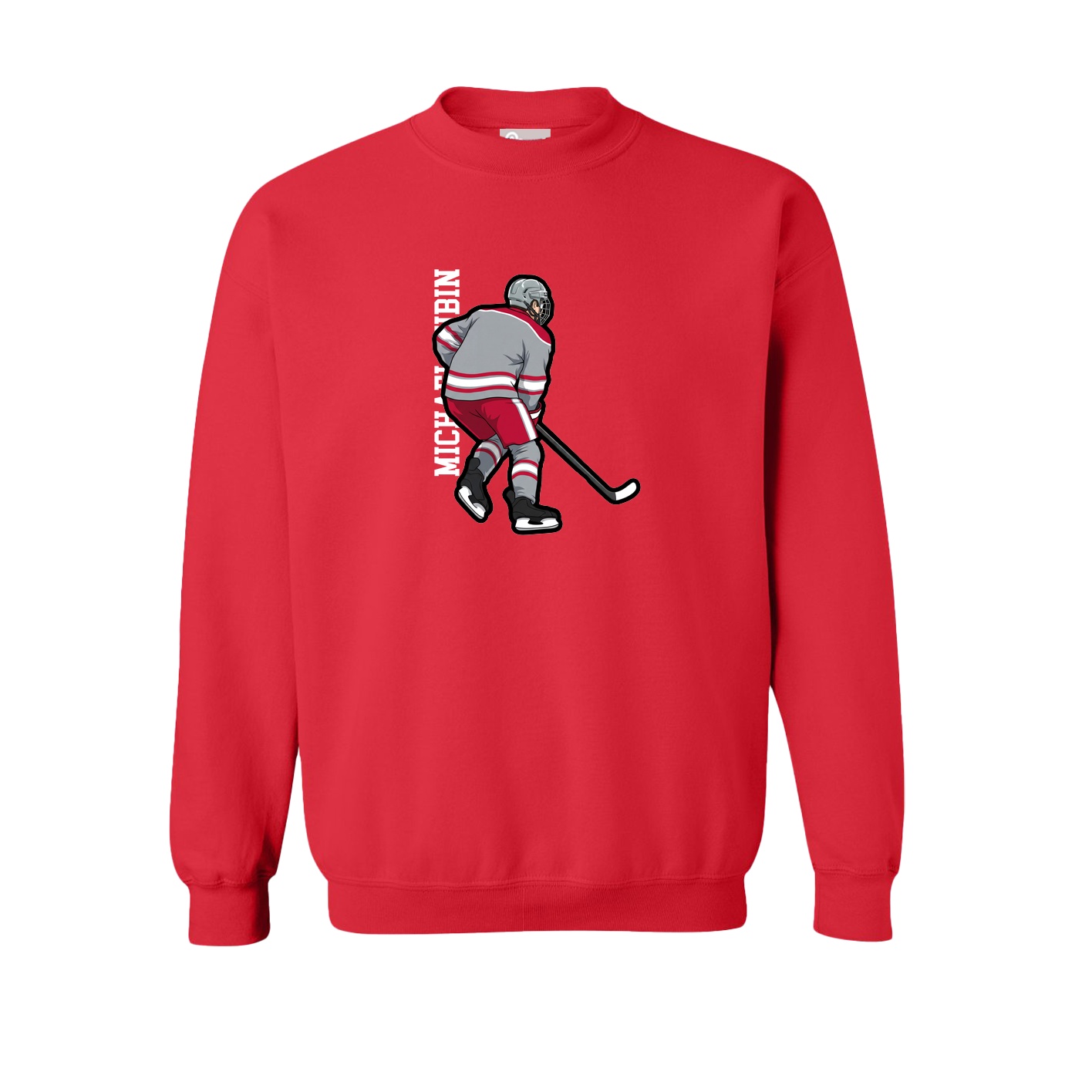 Fleece Crew — Name Vertical in Red