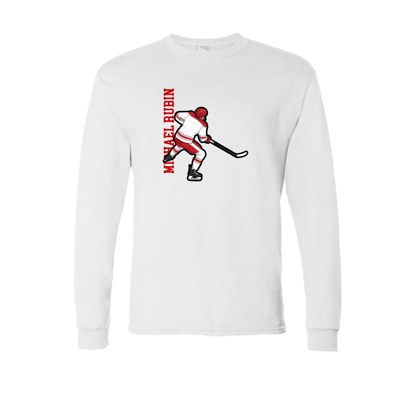 Long Sleeve Tee — Name Vertical in White